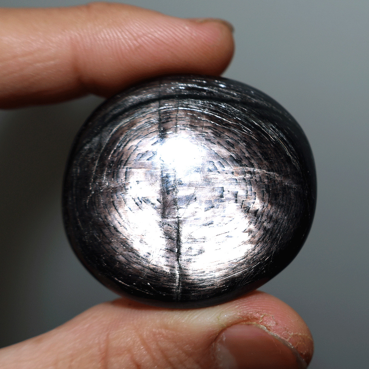 Hypersthene Flash Palm — Metallic Shimmer Meditation Stone— Liquid Silver Shadow