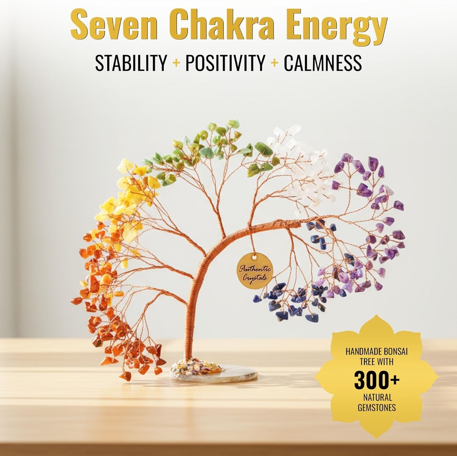 7 Chakra Crystal Tree of Life – Handmade Healing Gemstone Bonsai Trees for Ho…