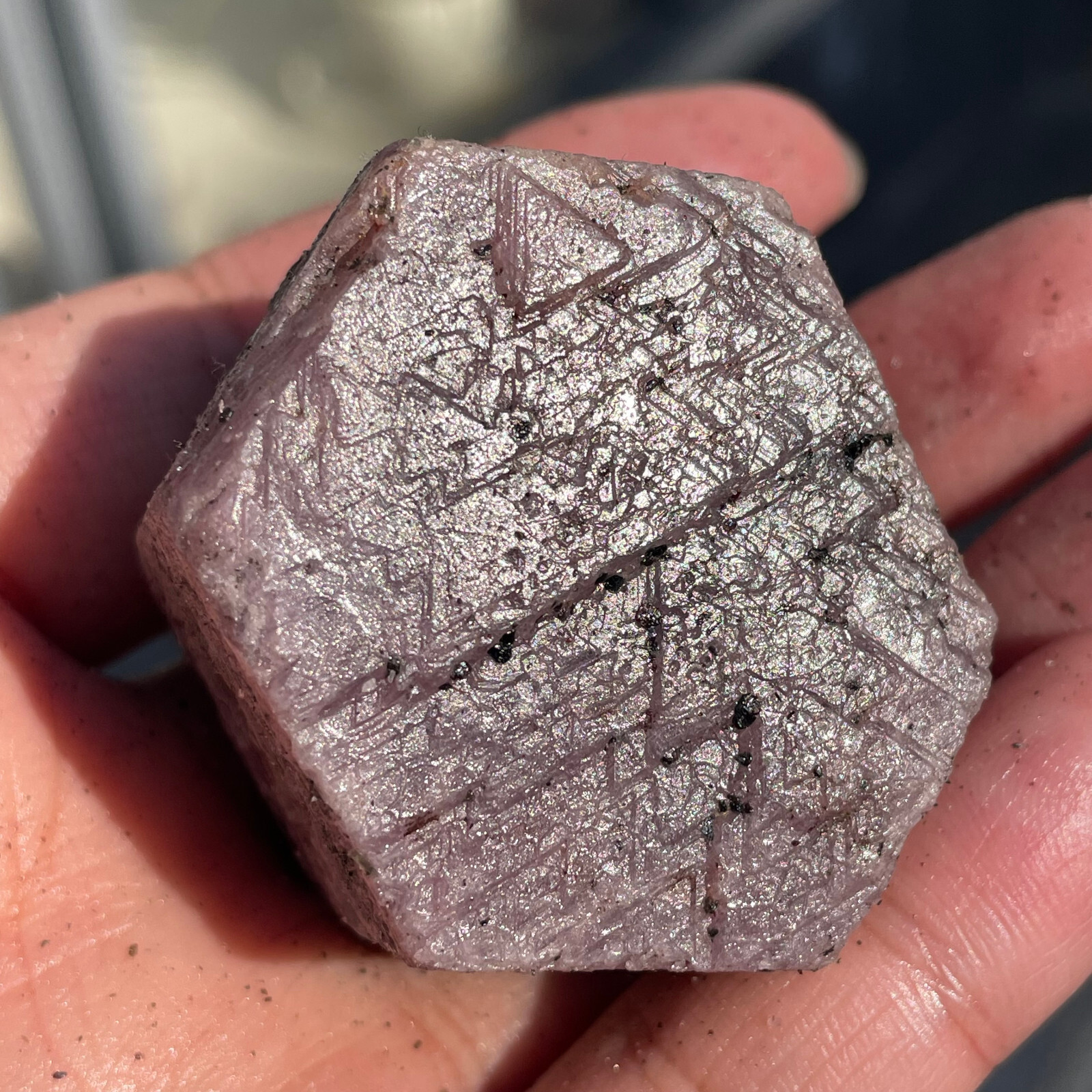 198g Large Natural Hexagon Corundum Ruby Triangular Mark Record-keeper Specimen