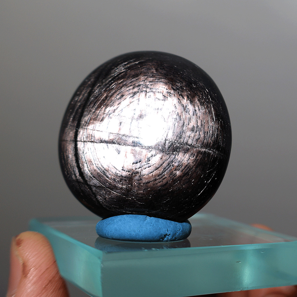 Hypersthene Flash Palm — Metallic Shimmer Meditation Stone— Liquid Silver Shadow
