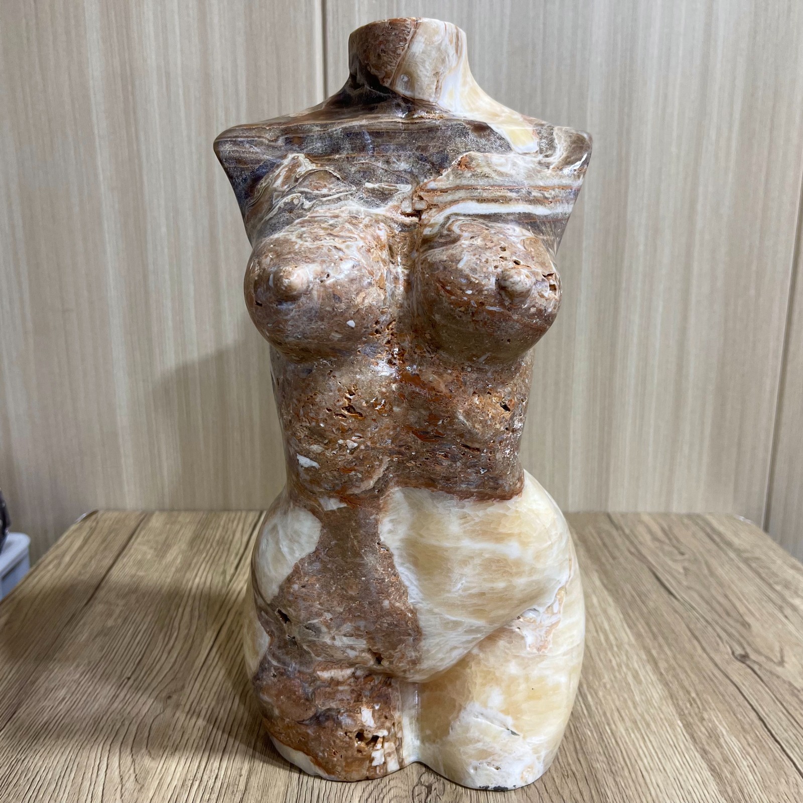 26.4LB big! Natural Chocolate calcite quartz carved crystal Energy female model