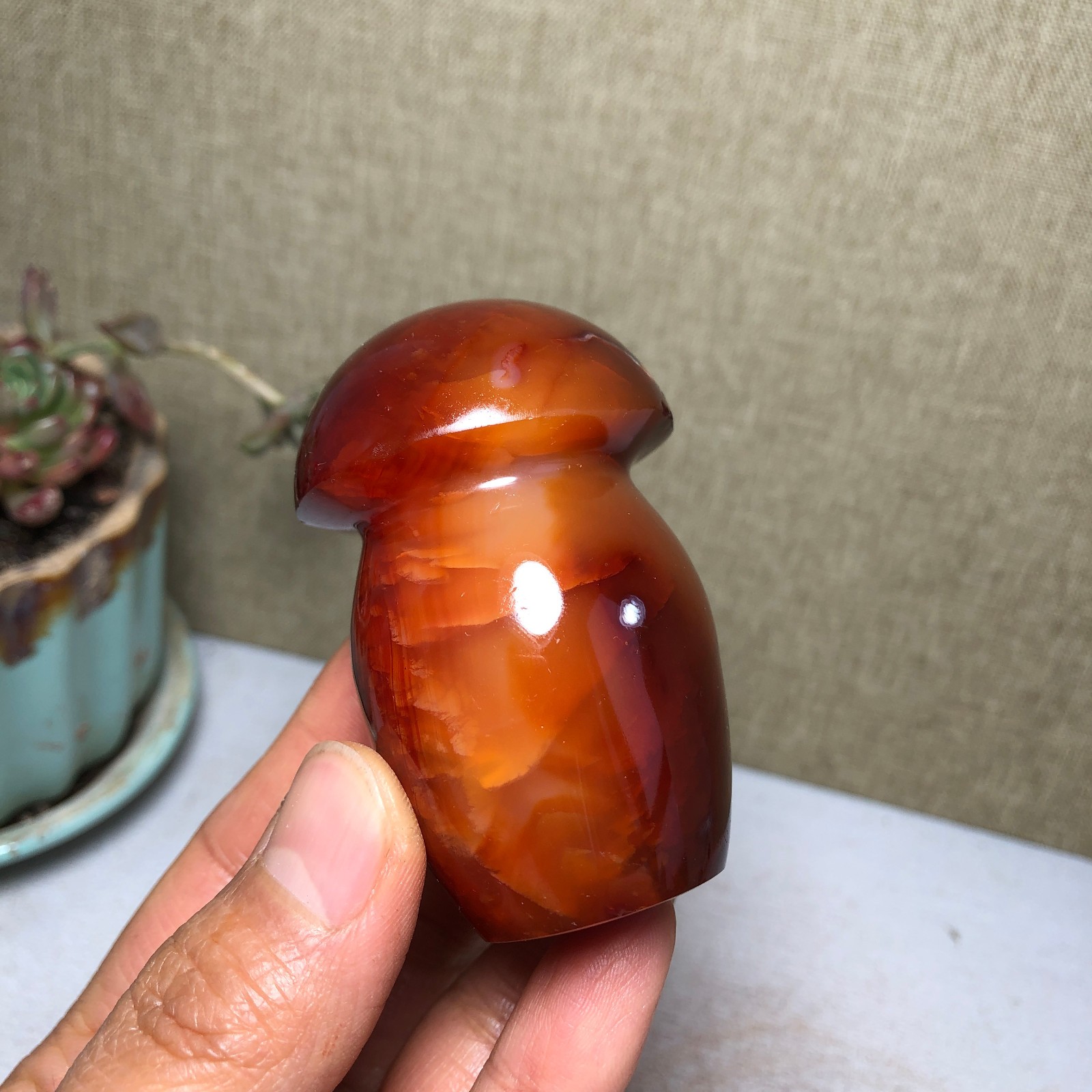 62-40-40mm Rare NATURAL red agate mushroom polishing Crystal specimen 141g A3770