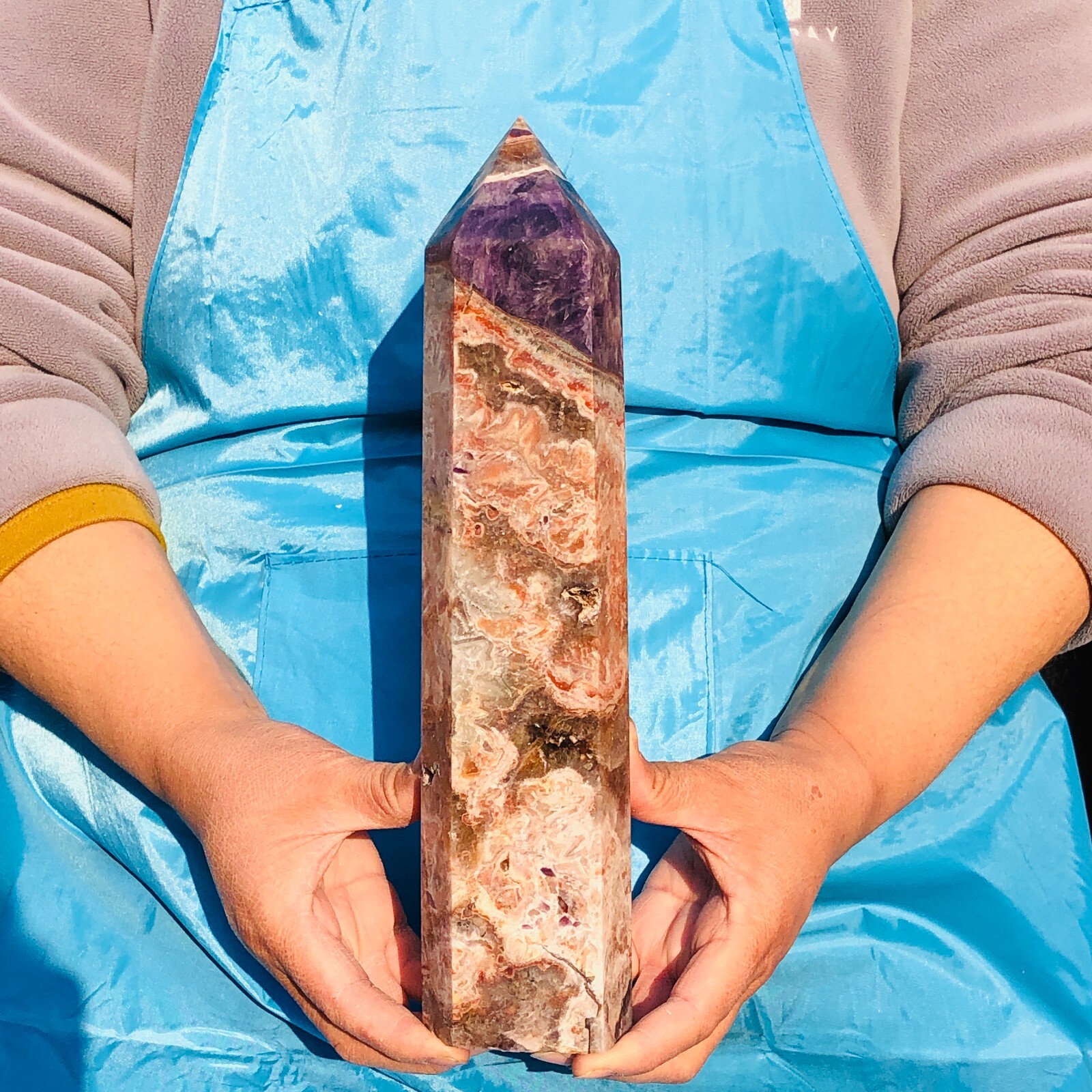 1770g Natural Dream amethyst Quartz Crystal wand point oblisk healing