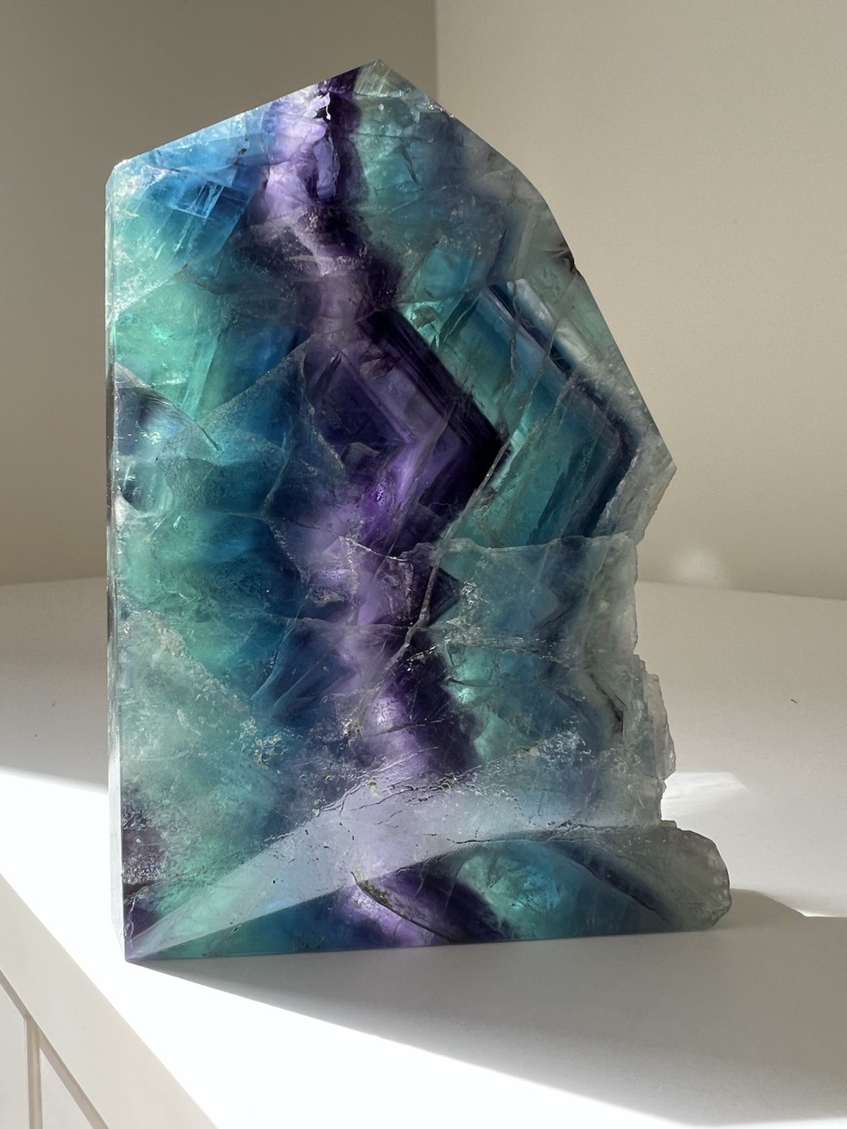 319g – Rainbow Fluorite | Freeform Point |Slab Style with Natural Edge