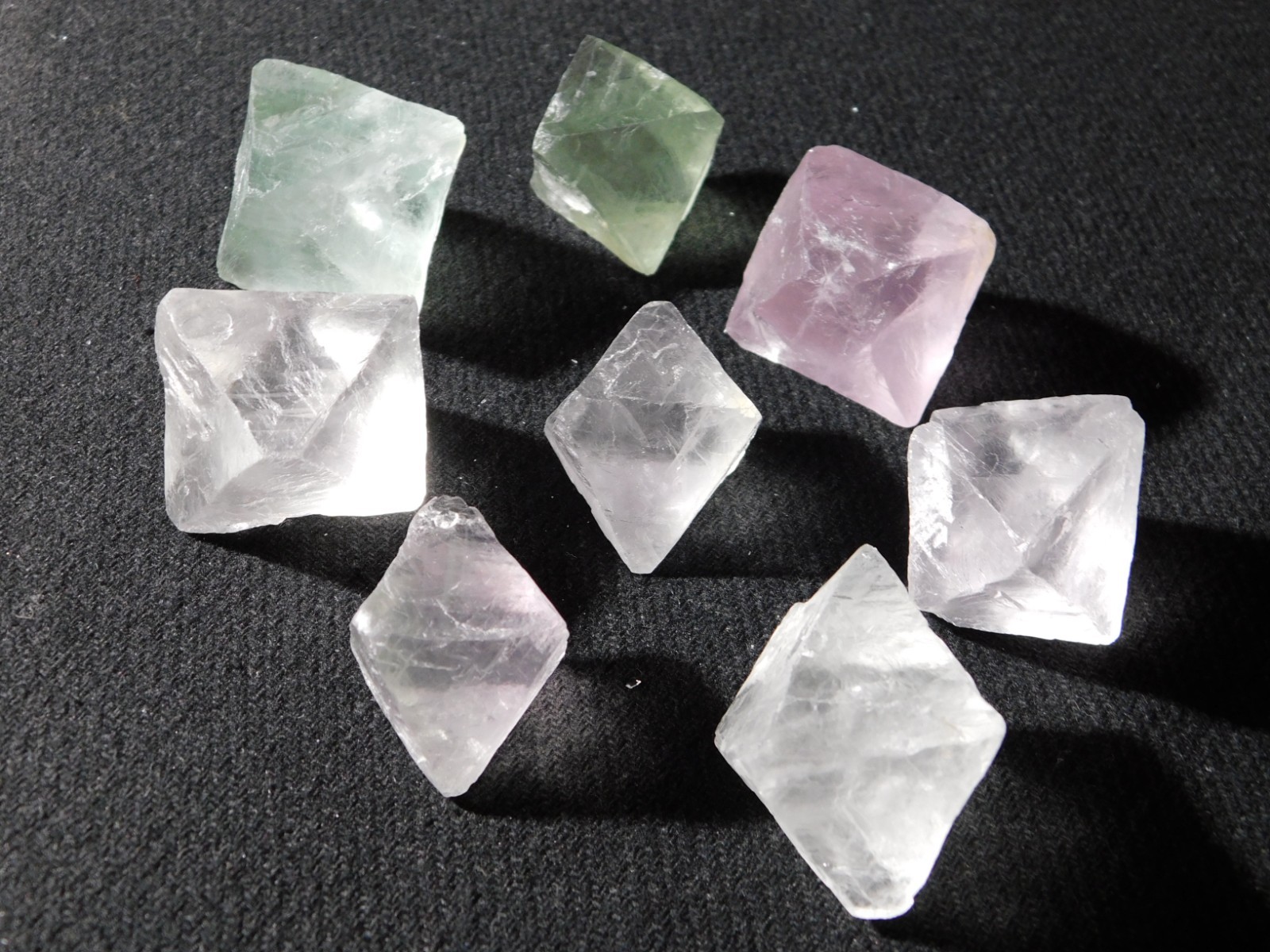 Big Lot of EIGHT! Translucent Octahedron FLUORITE Crystals From China 357gr