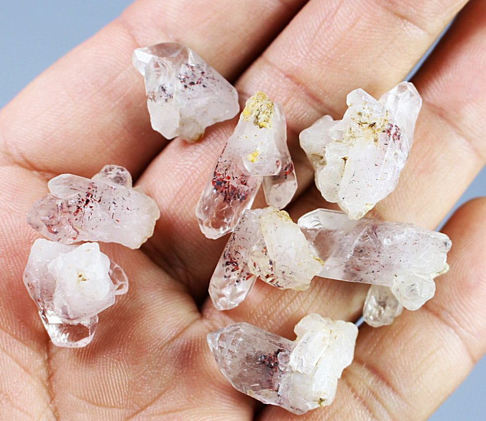 8pcs Natural Red Strawberry Pyramid Quartz Crystal Stone Point Mineral Specimen
