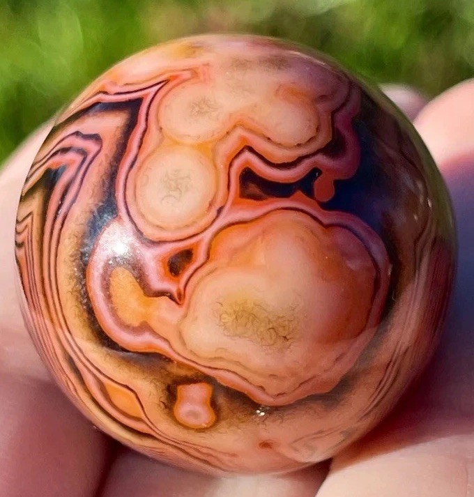 Sardonyx Sphere • Small Red & Black Crystal Orb • Unique Stone Find