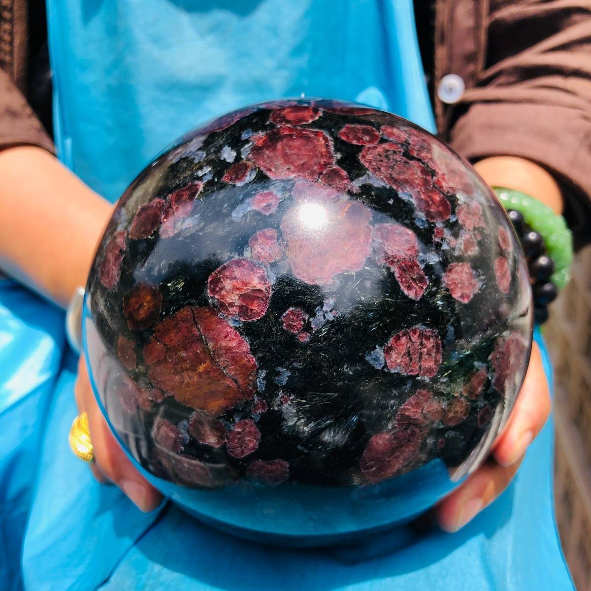 9.94LB Natural Firework Stone Quartz Sphere Crystal Ball Healing Decorati 4986