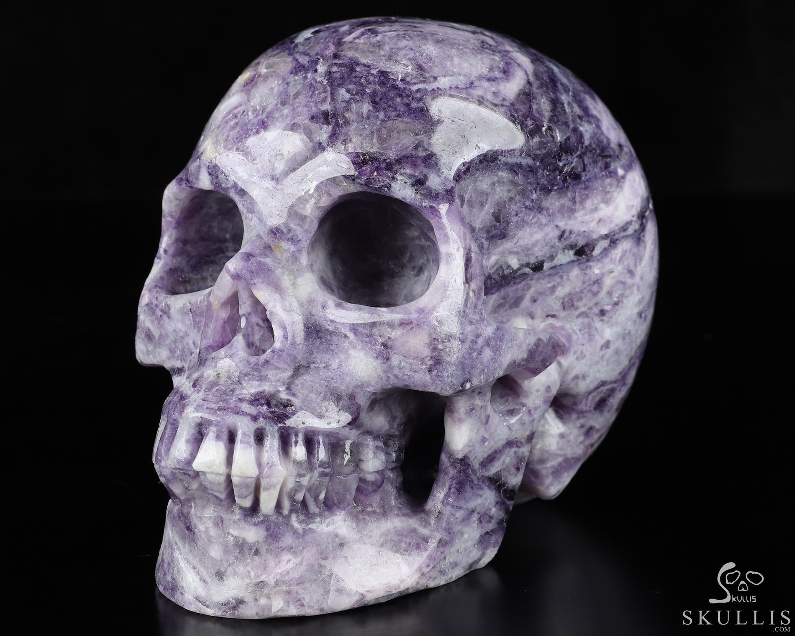 Huge 5.0″ Purple Fluorite Carved Crystal Skull, Realistic, Crystal Healing