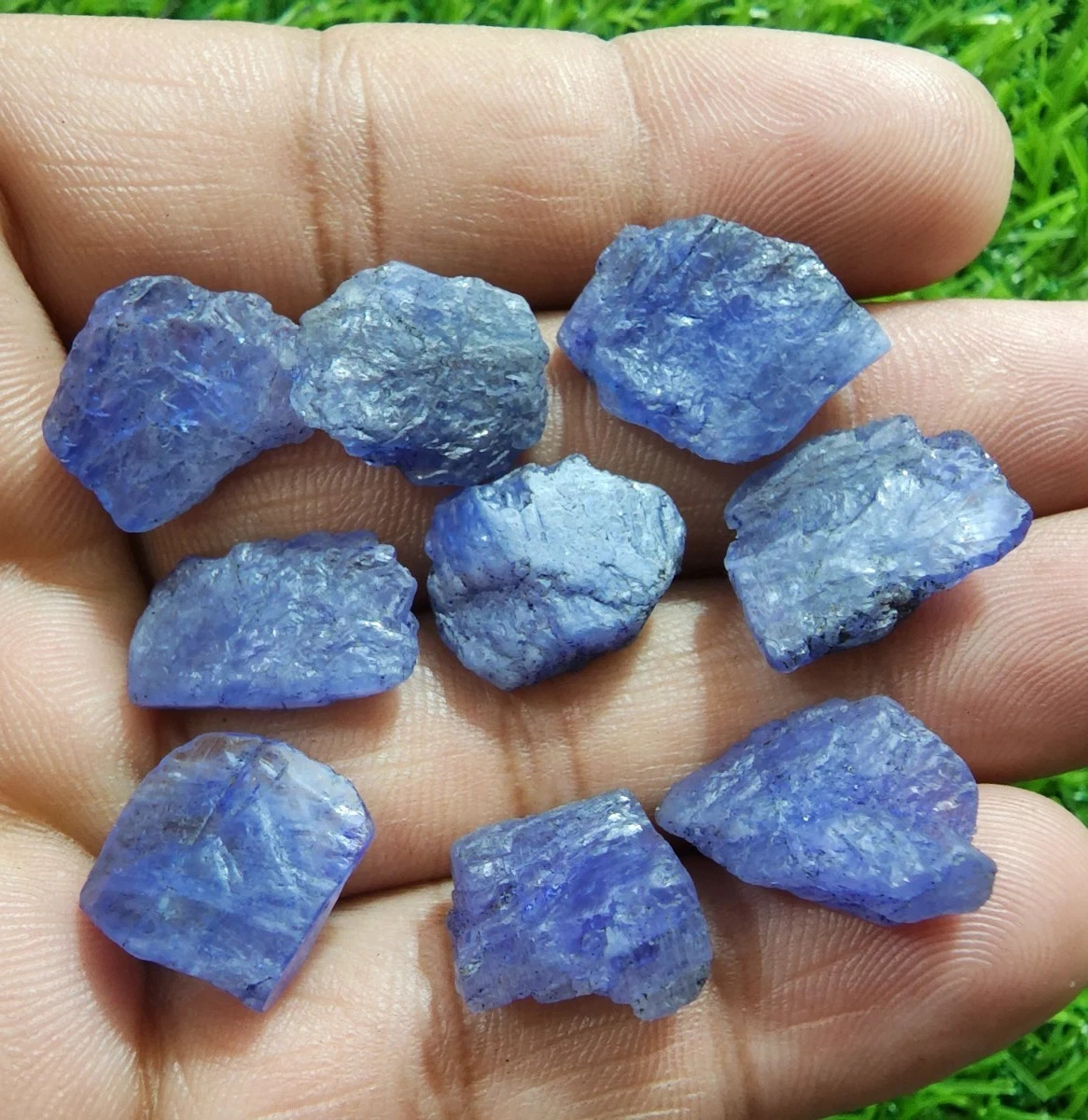 Ravishing Huge Blue Tanzanite Rough 9 Pcs Lot Size 13-20 MM Loose Gemstone