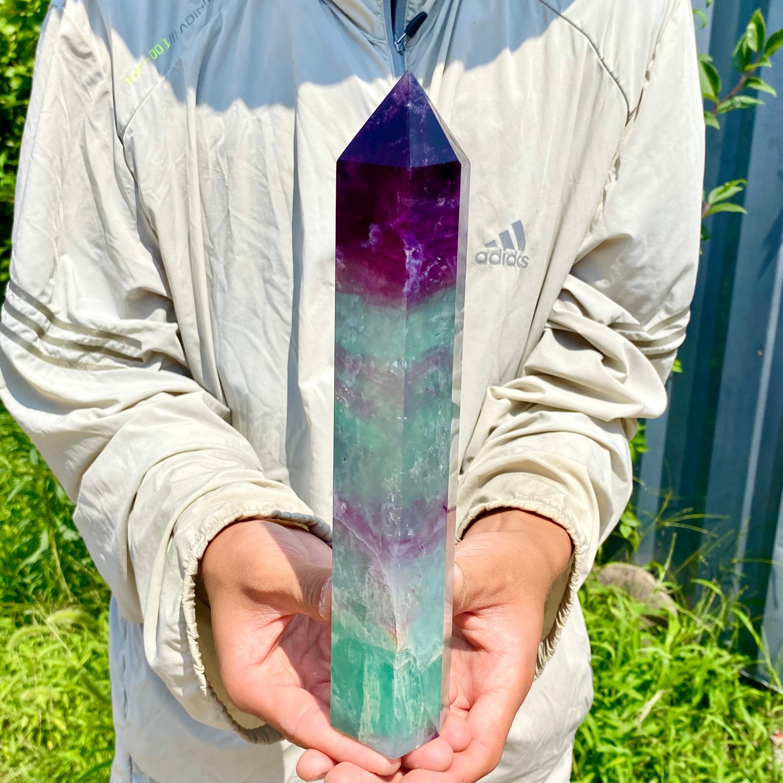 2.66LB Natural Fluorite Crystal Column Magic Wand Obelisk Point Earth Healing