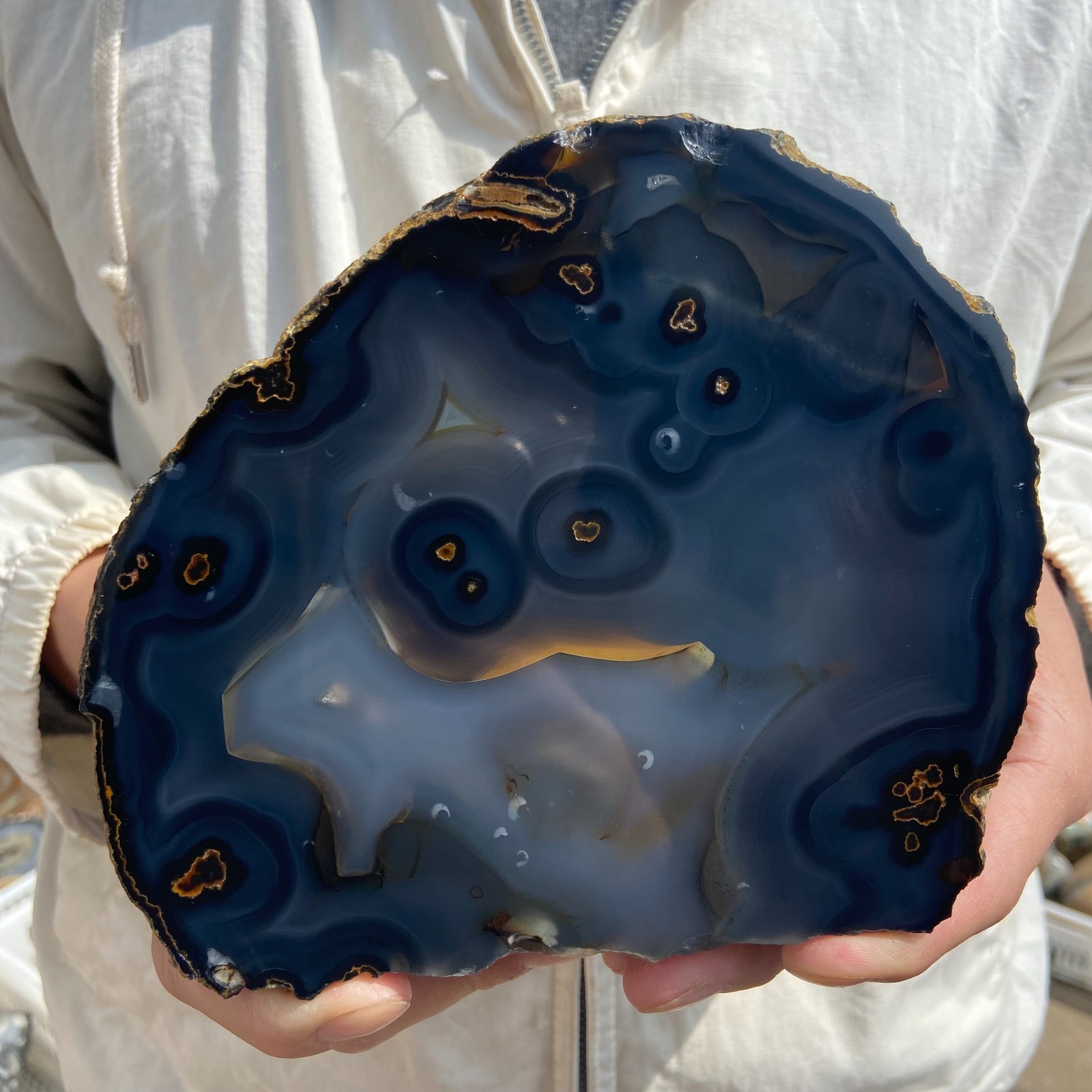 2200G Natural agate Agate Geode Slab/Slice quartz crystal mineral specimen Reiki
