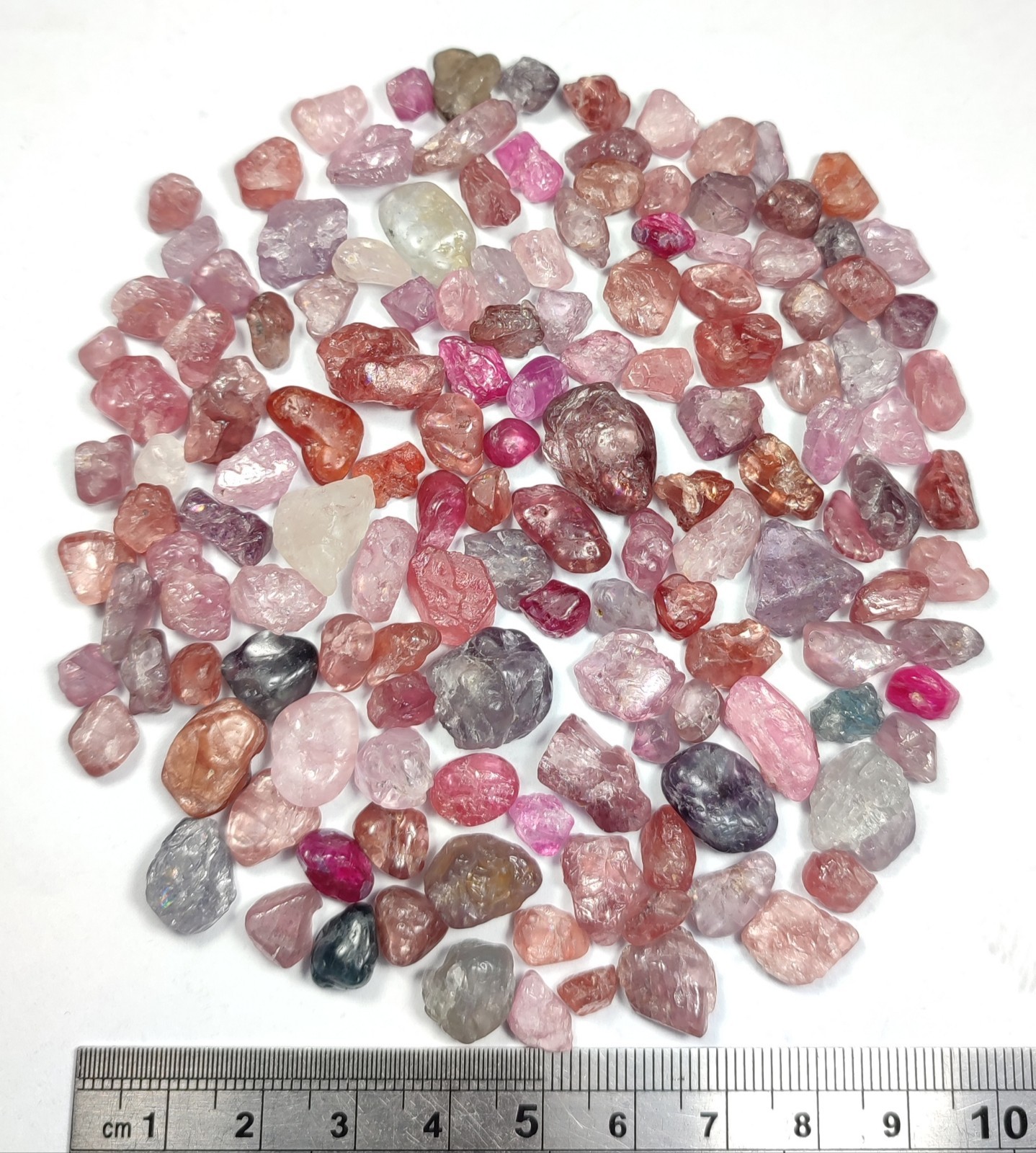 100-gm Fluorescent Multi Color Spinel Natural River Tumbles Lot from Burma.