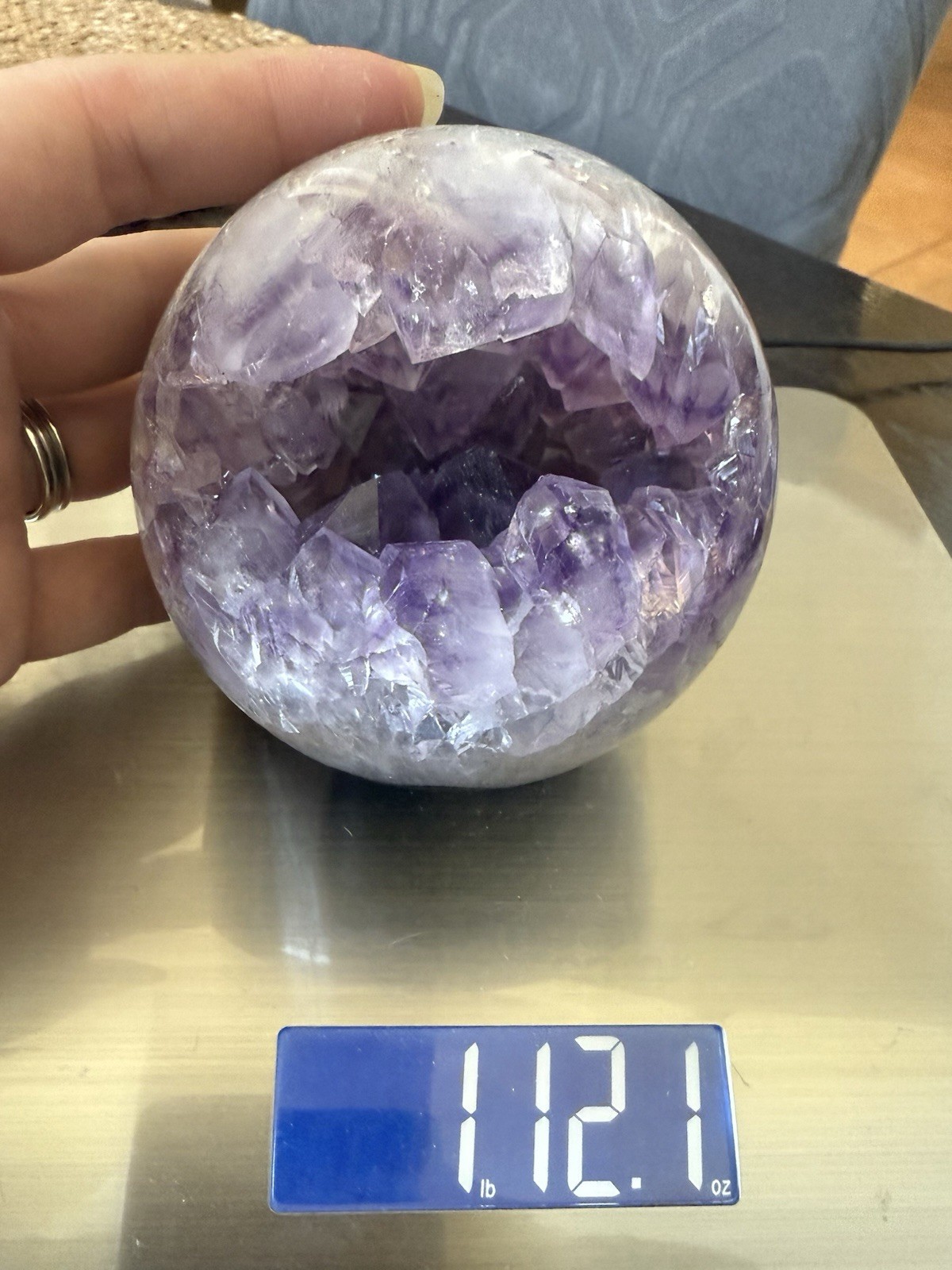 Large 87mm Toothy Amethyst Crystal Druzy Sphere 1lb 12 Oz Purple Phantoms Ball