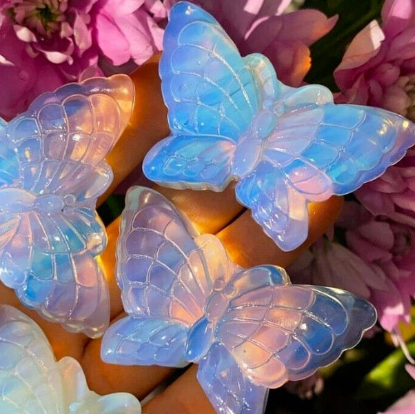 1pc Opalite Butterfly Crystal Carved Home Decor Healing Energy Housewarming Gift
