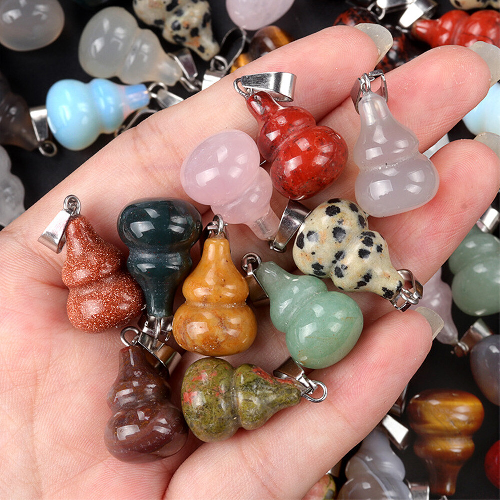13*20mm Crystal Stone Gourd-shaped Gemstone Beads Pendant for Jewelry Making DIY