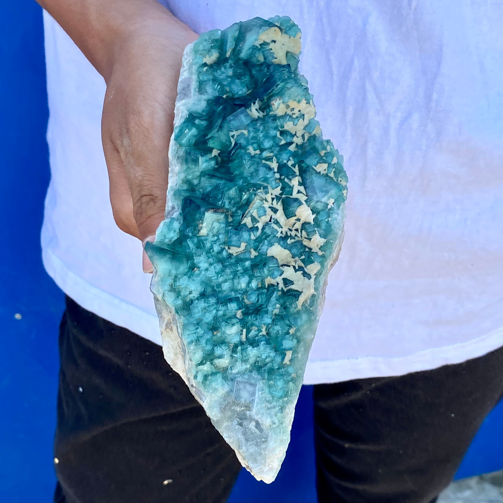 1.49LB natural super beautiful green fluorite crystal ore standard sample