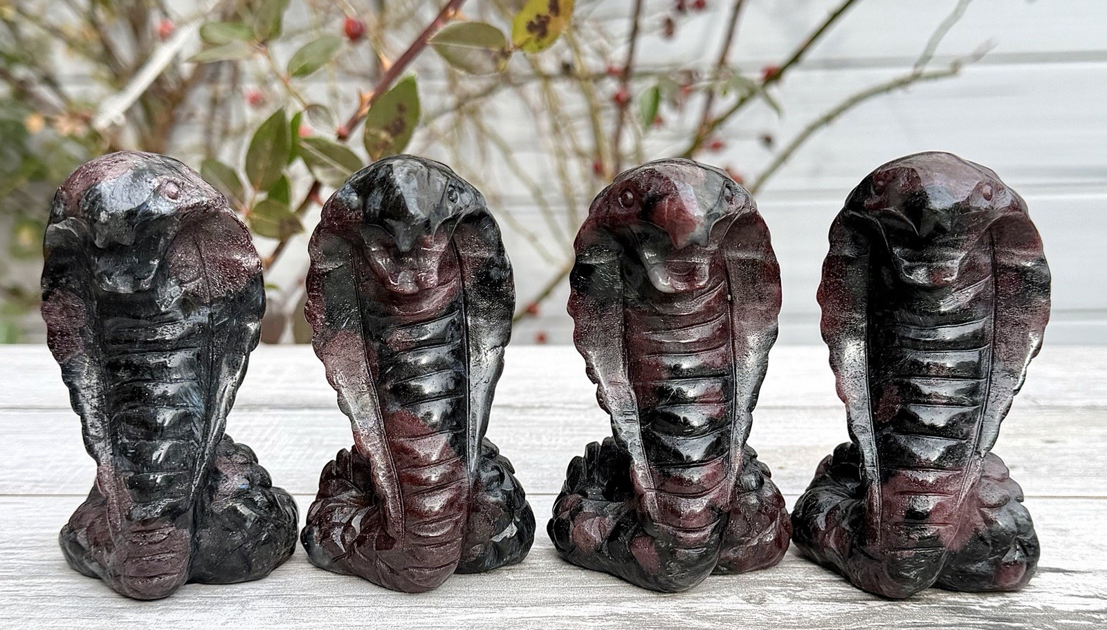Wholesale 4 PCs Natural Garnet Astrophyllite/ Arfvedsonite Coba Snake Crystals