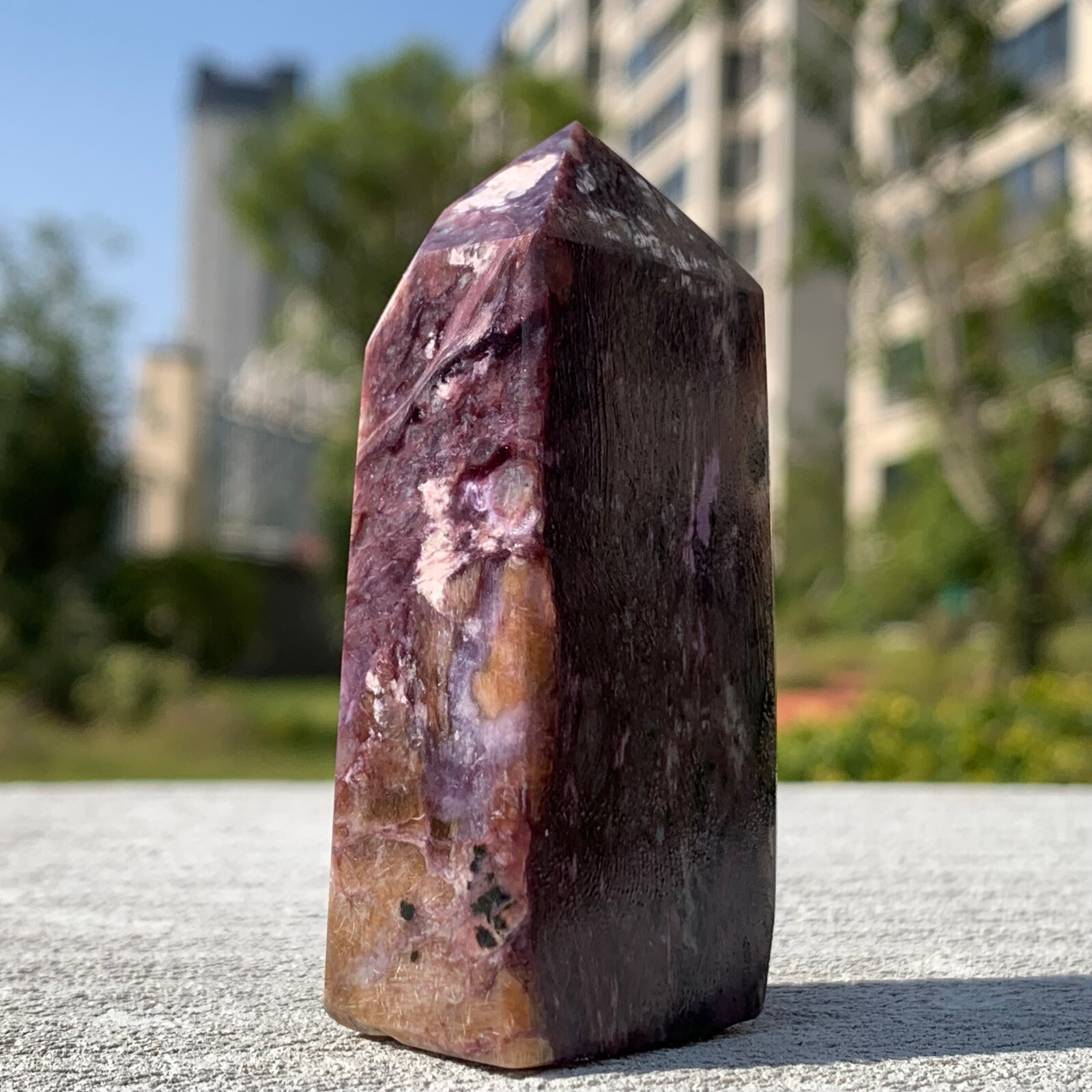 83G Natural Charoite Quartz Obelisk Crystal Energy Tower Point Reiki Decor