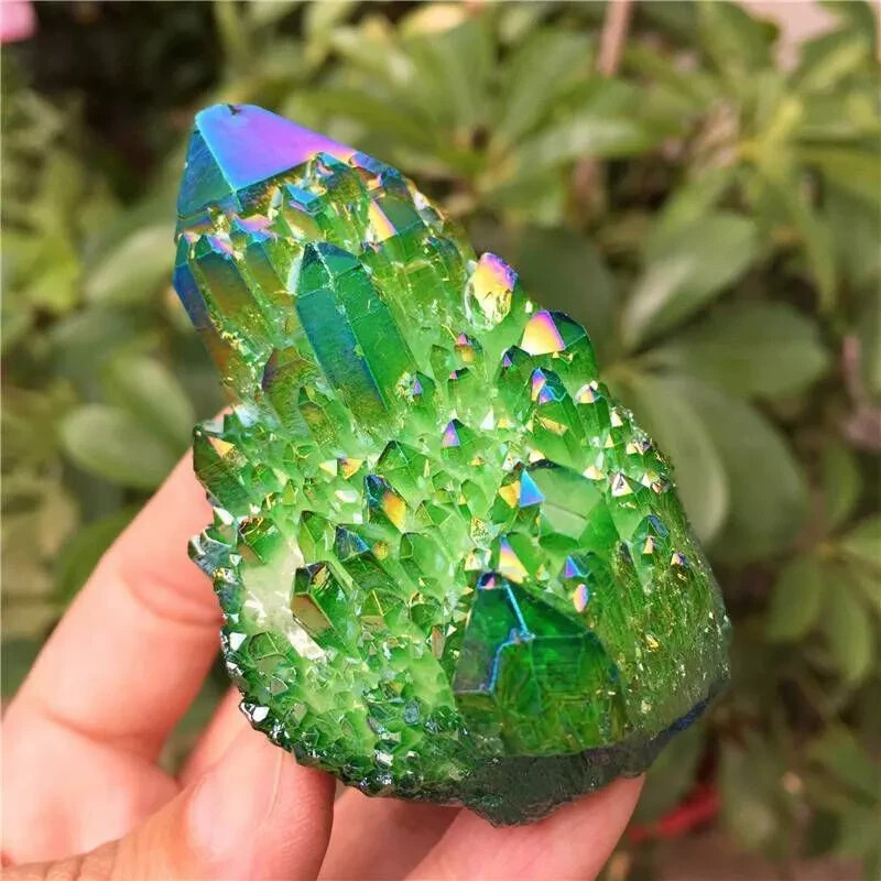 2025NEWFIND Natural Green Crystal Cluster 80-100g Raw Green Quartz Specimen Gift