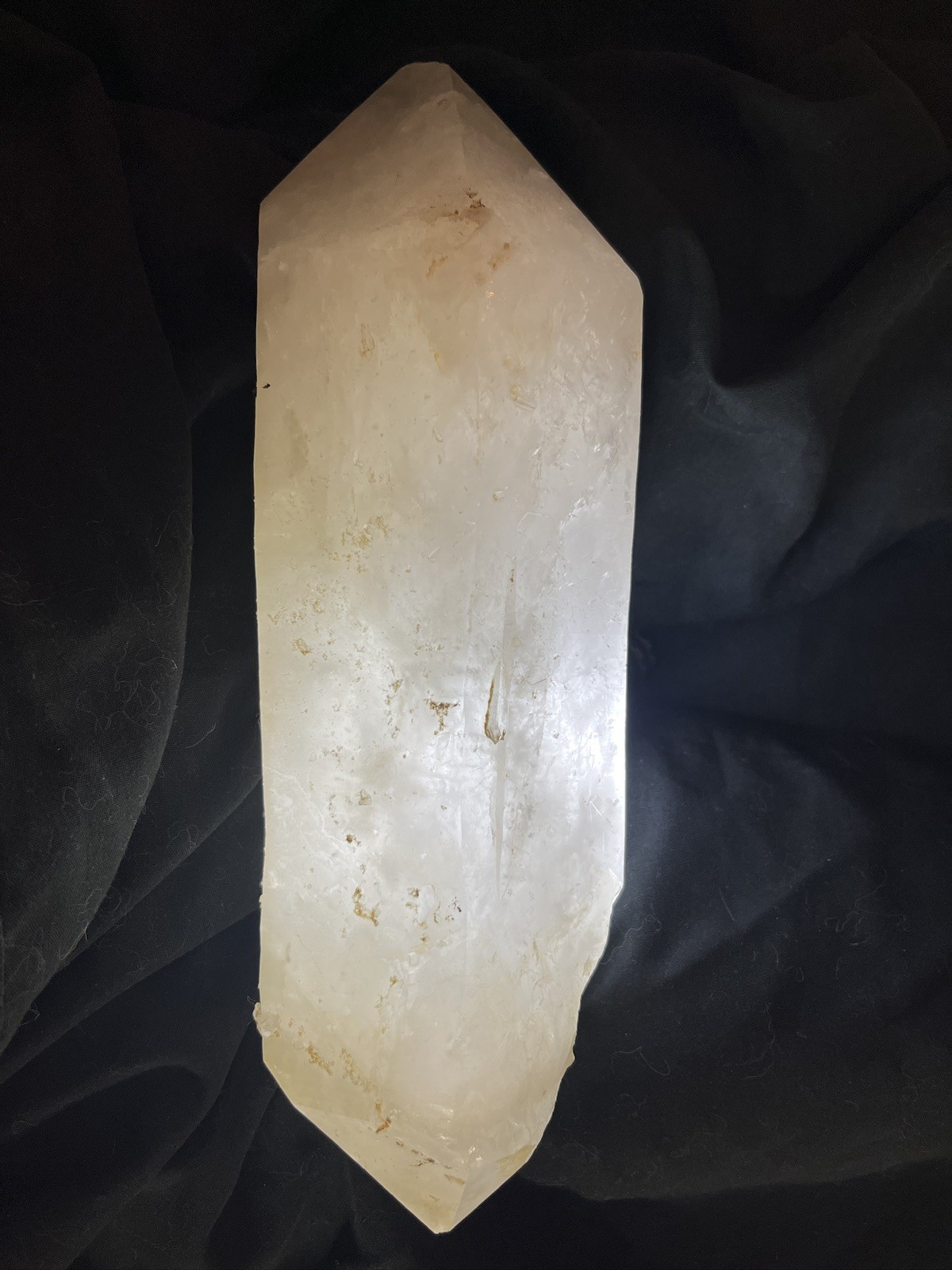 12+pound double terminated completely natural, quartz crystal 14 X 5 X5 inches