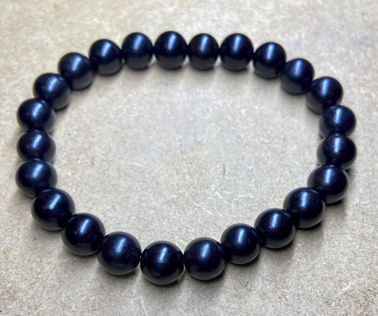 8 mm Natural Black Ebony Wood Bead Bracelet – Gift Idea/Prayer/Buddhist