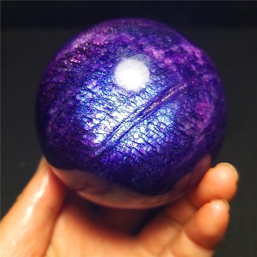 RARE 406G Natural Polished Moonstone Sphere Ruby Symbiosis Ball Healing QQ191