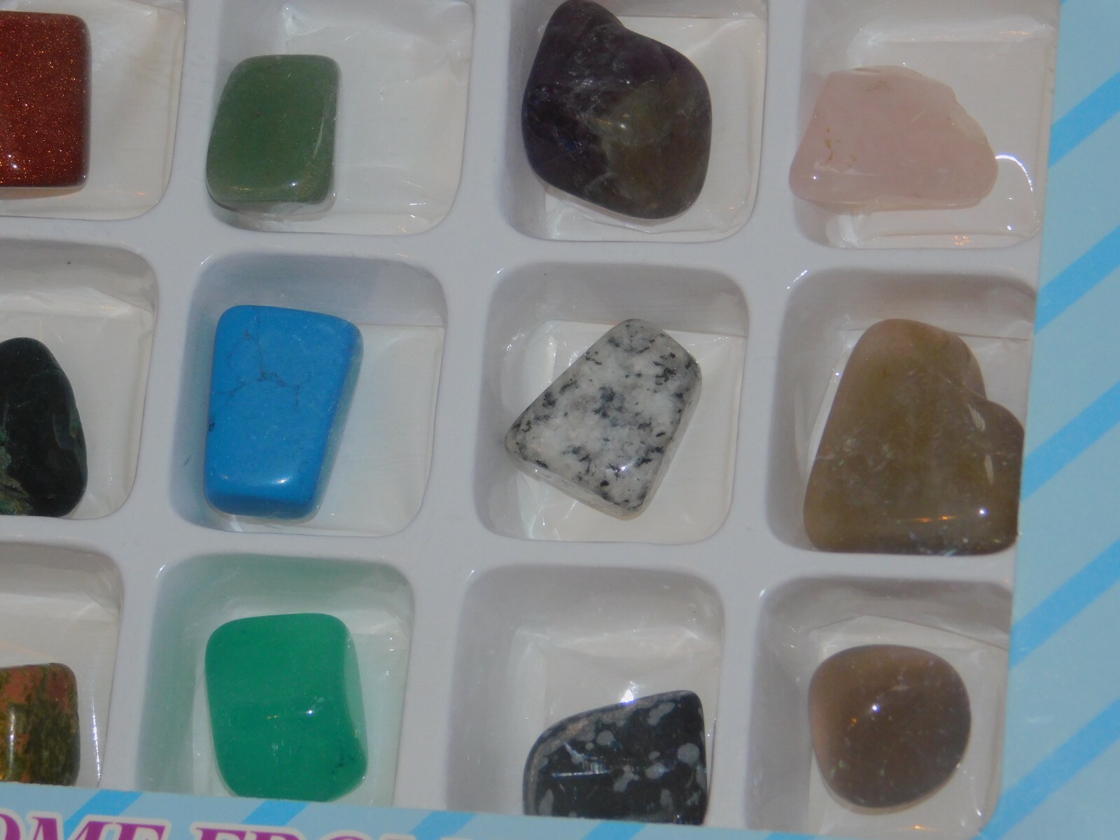 Crystals Healing Stones Boxed 20 Tumbled Reiki Howlite Rose Quartz Jasper Jade