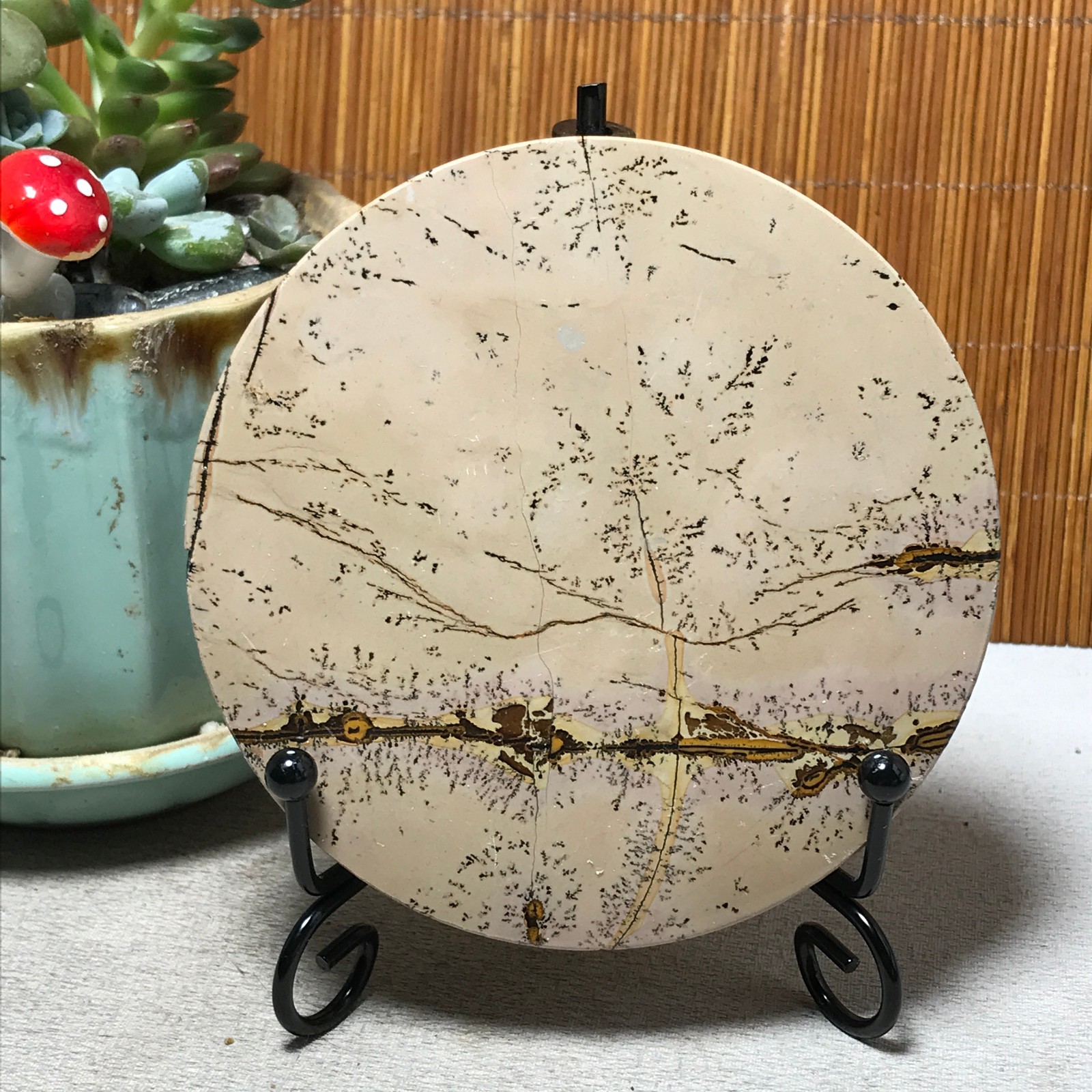 93mm Natural Chinese painting stone crystal ornaments for home decoration A6447