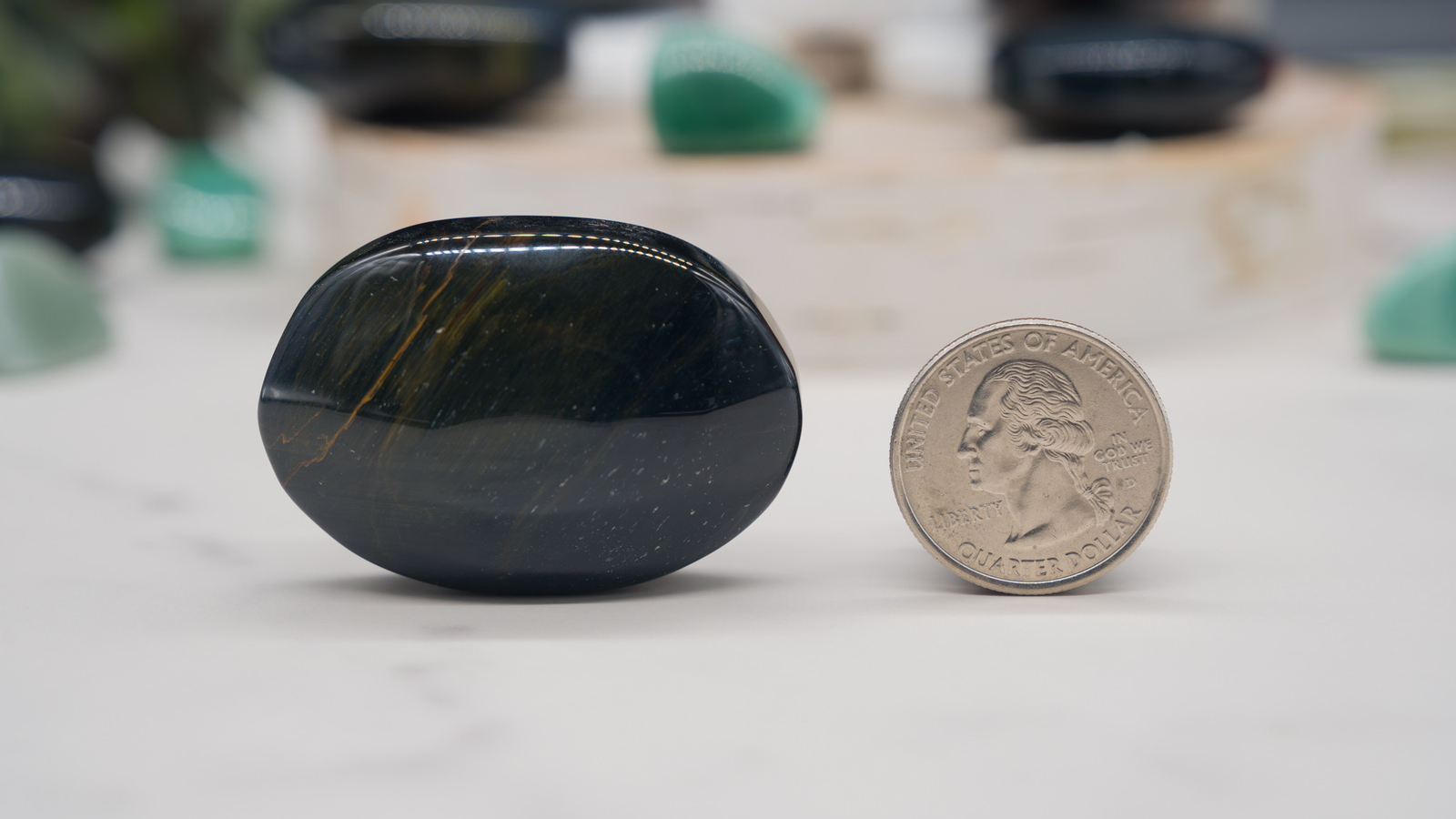 High Quality Blue Tiger’s Eye Crystal Palm Pocket Worry Stone Healing Protection