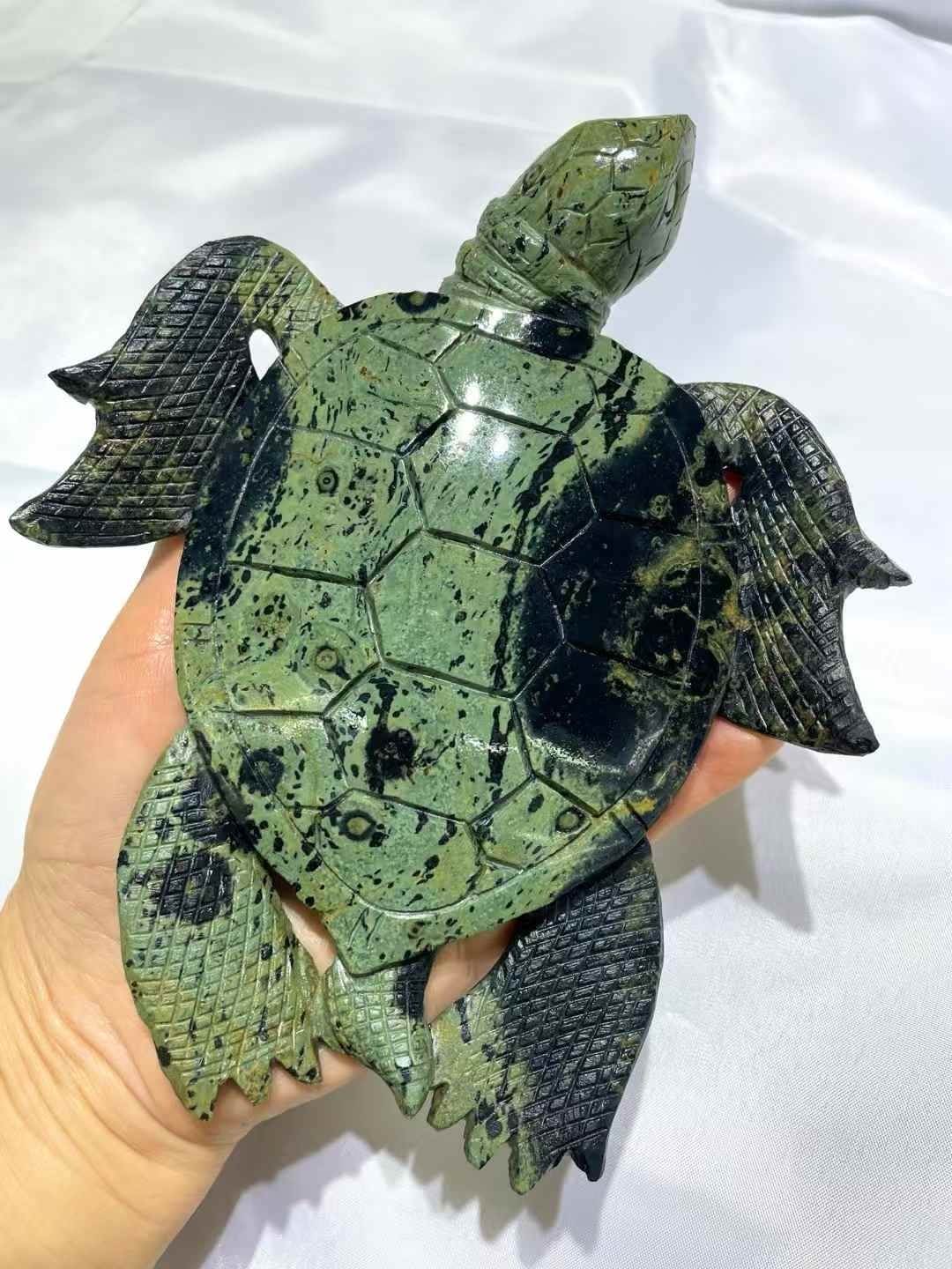 1pc Natural Kambaba Jasper Quartz Carved Sea Turtle Skull Crystal Reiki Decor