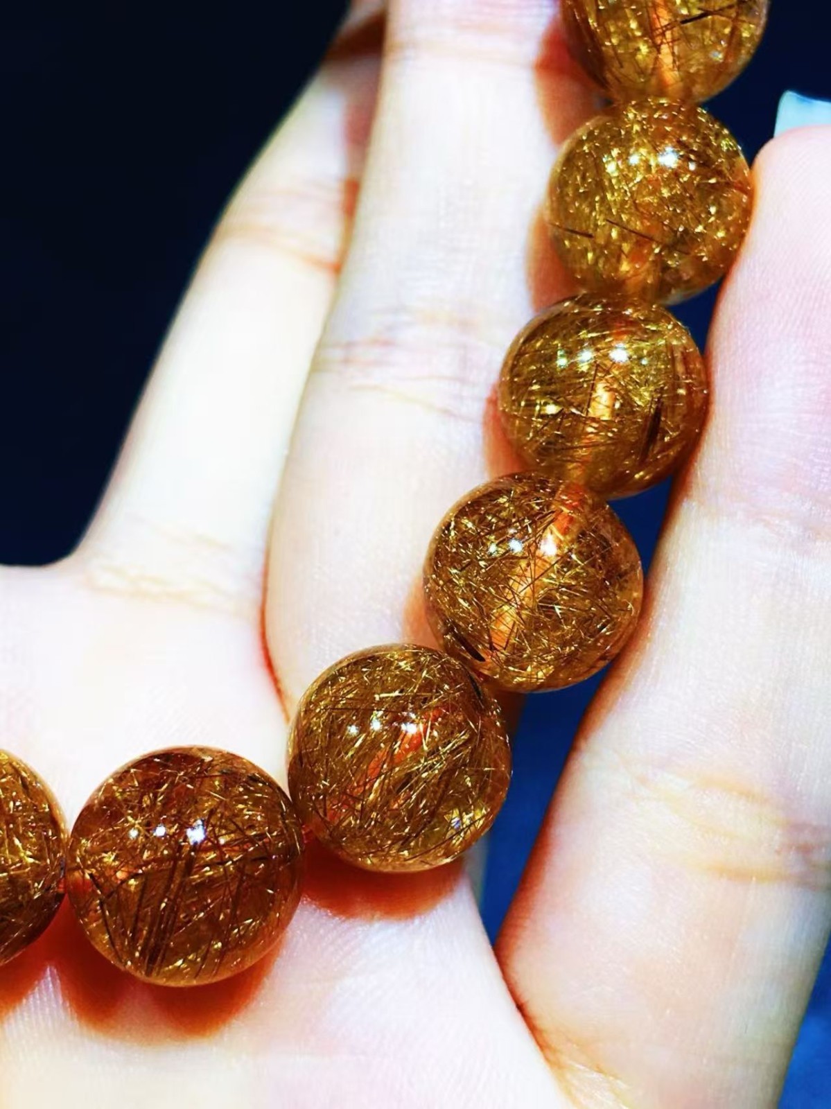 Natural high-quality copper rutilated quartz bracelet 11mm
