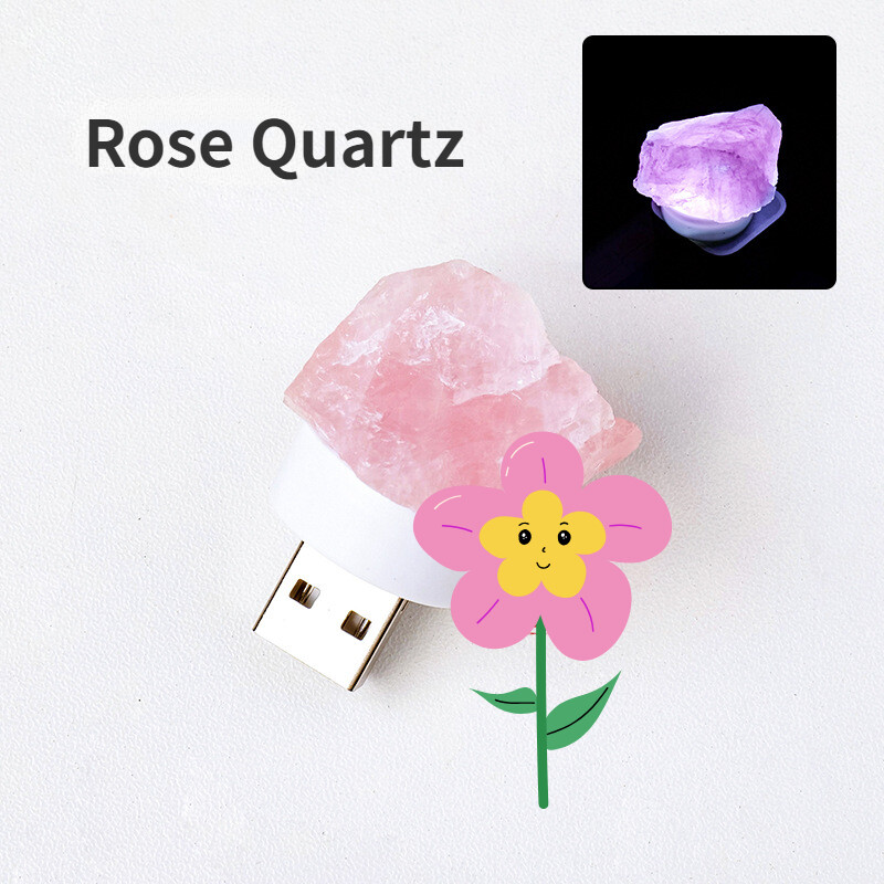 Various Natural Stone “Raw” LED Gemstone USB Night Light – Minerals/Crystal