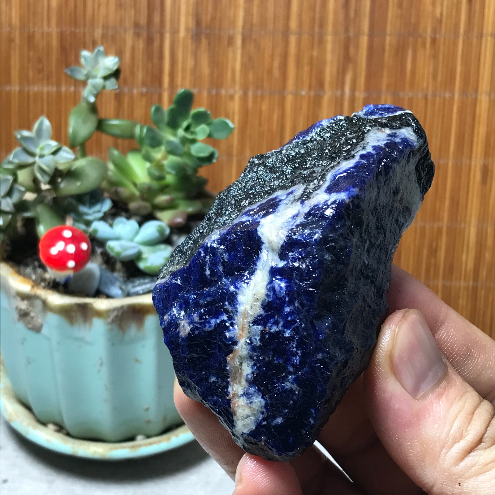 Natural Blue sodalite Crystal gemstone Rough Mineral Specimen healing 91g A6387