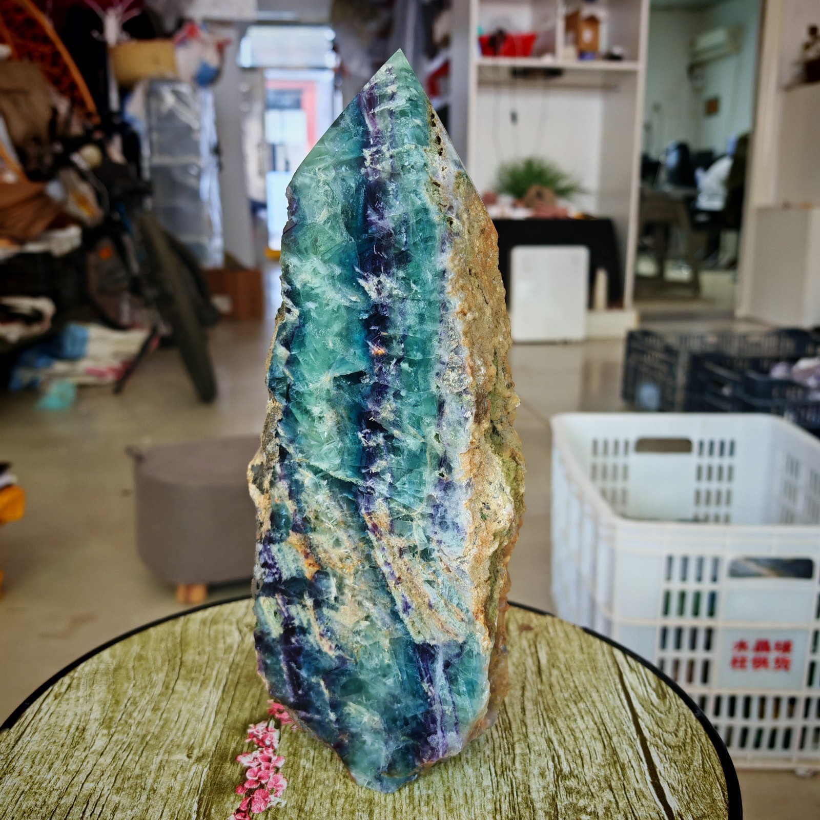 6.38LB Restoration of Natural Colored Fluorite Crystal Specimens 2900g