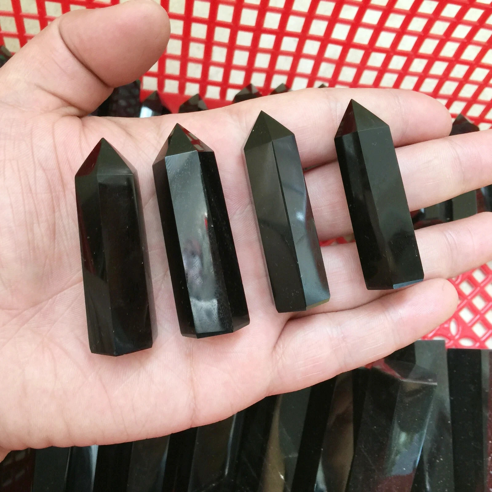 10PCS Natural Obsidian Quartz Obelisk Point Crystal Tower Healing 5-5.5CM