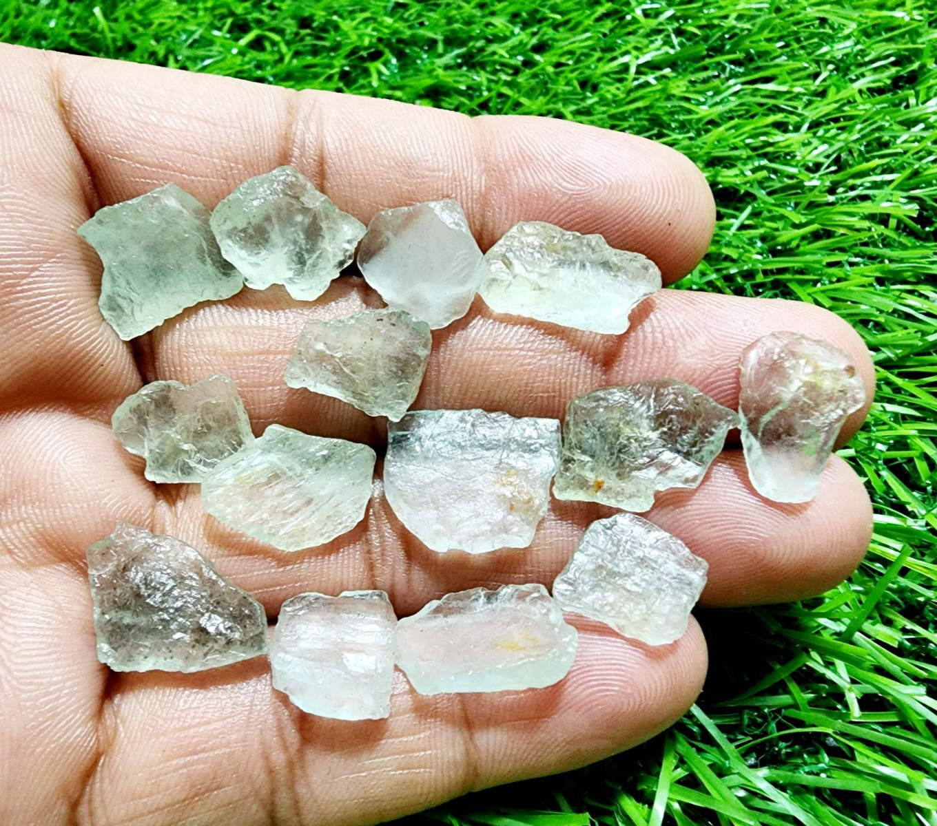 8 Pcs Huge Aquamarine Gemstone Rough Lot 12-18mm Loose Stones Healing Crystal