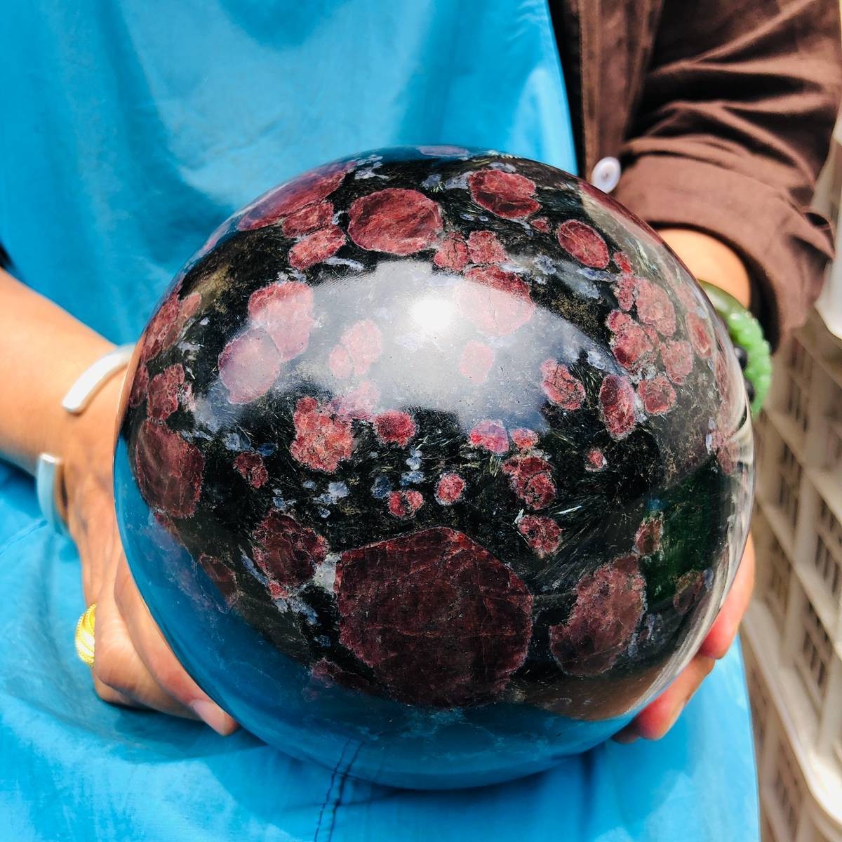 14.82LB Natural Firework Stone Quartz Sphere Crystal Ball Healing Decorati 4983