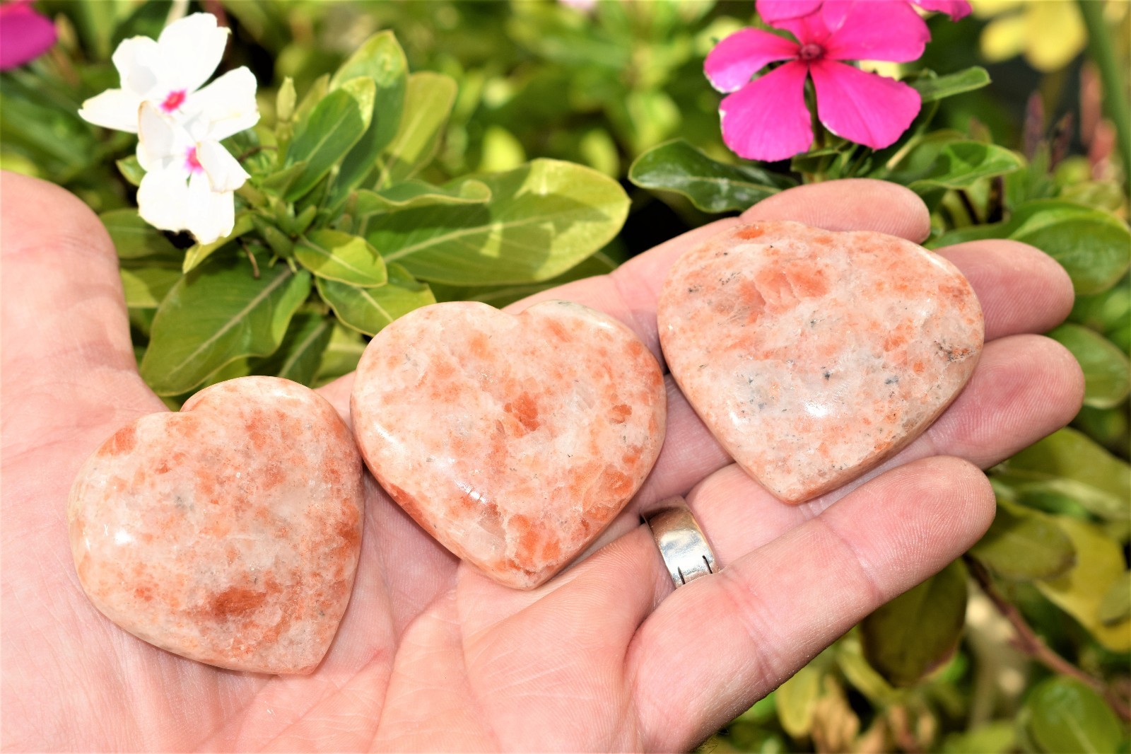 [1] MD Sunstone Crystal Puffy Heart / Palm Stone Reiki ZENERGY GEMS™
