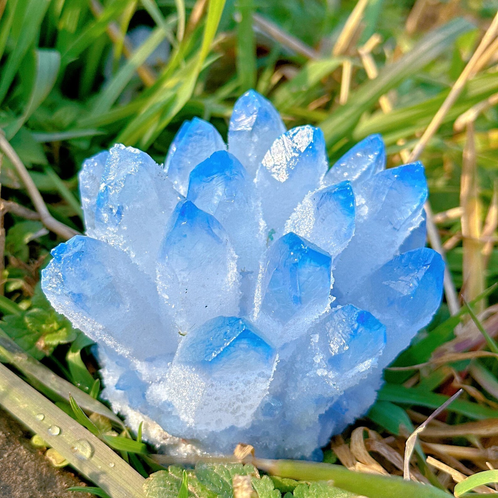 1.1lb Rare Blue Phantom Quartz Crystal Cluster Rough Geode Reiki Art Decor Gifts