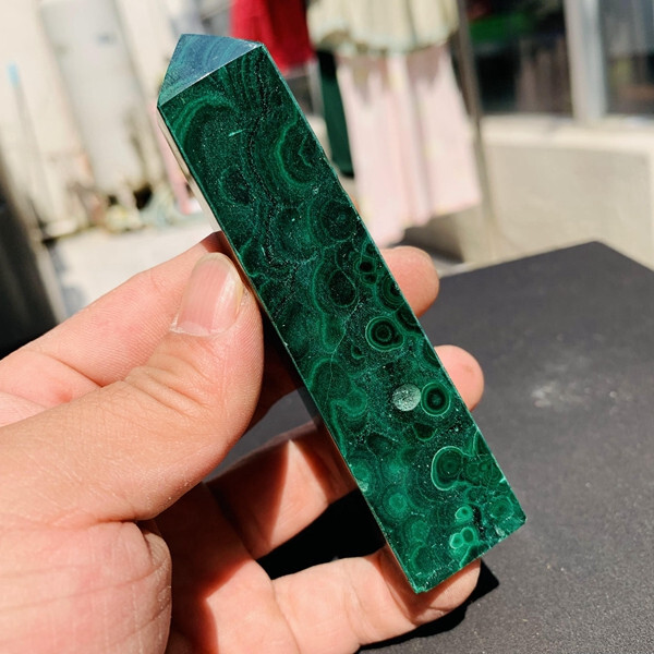 TOP! 187g Natural Malachite Quartz Crystal wand point oblisk healing