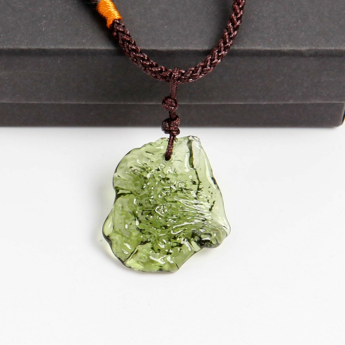 Natural Green Czech Moldavite Meteorite Impact Pendant Necklace Chakra Healing