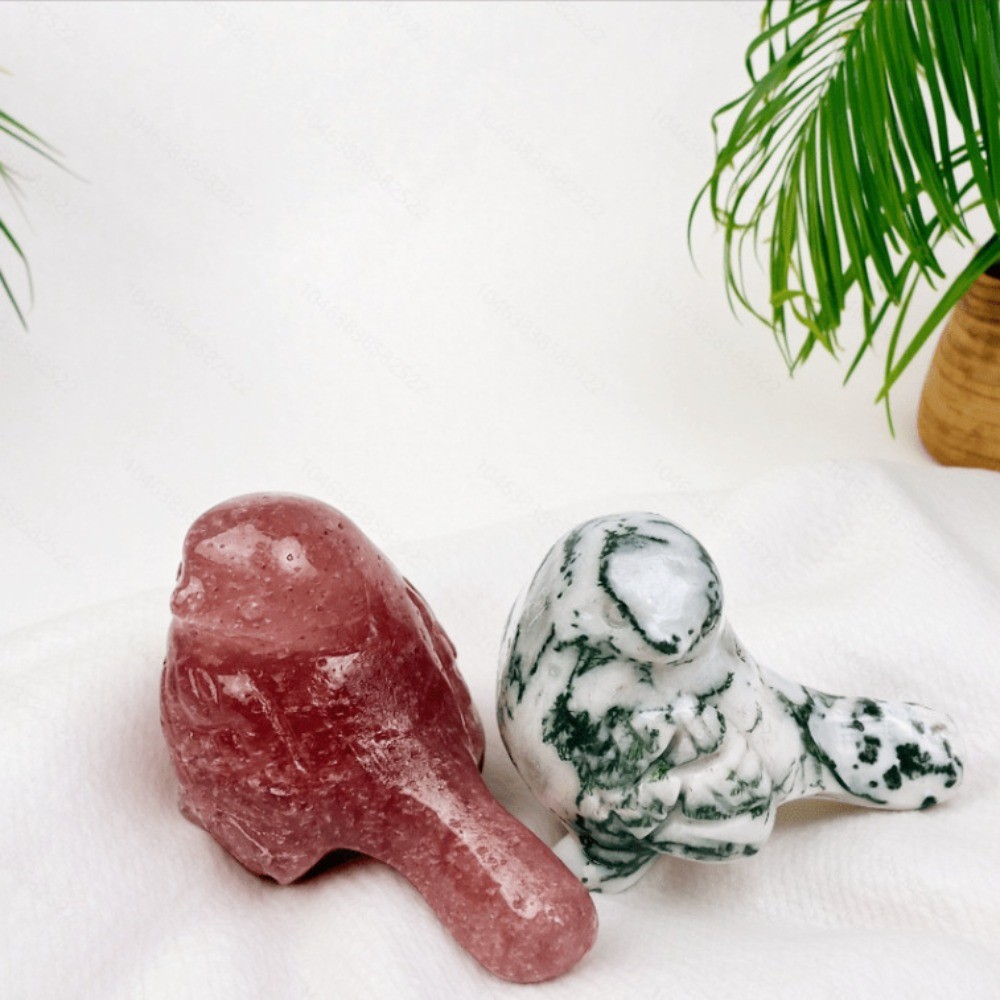 Natural Bird Carving Figurine Crystal Reiki Healing stone Decor random Pair 2pcs
