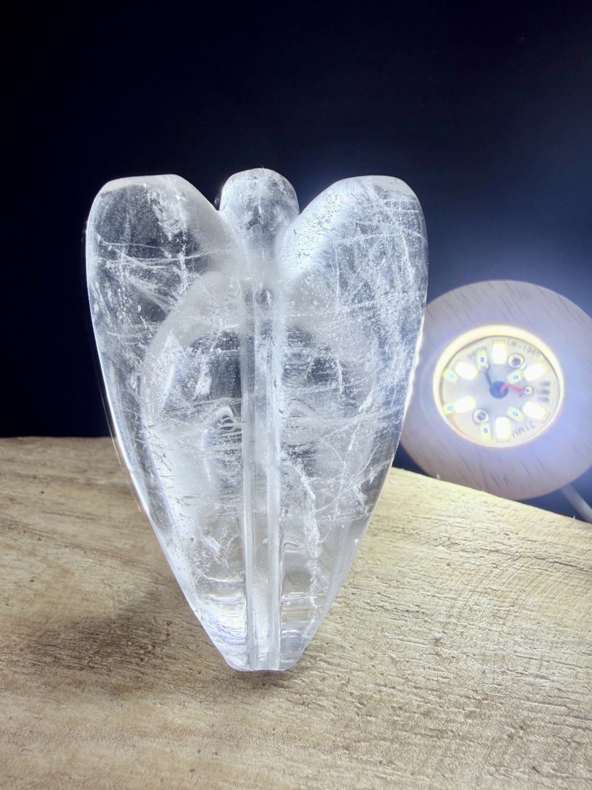 Crystal Clear Quartz Angel Simple Carving spiritual Heal display 7.8cm 116g