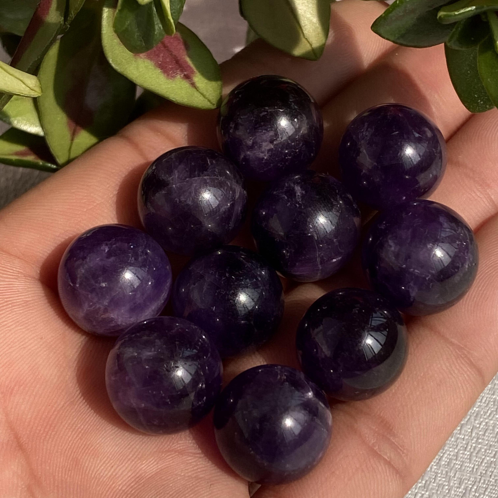 10pcs Natural Amethyst Ball Quartz Crystal Sphere Polishing Healing 15mm+