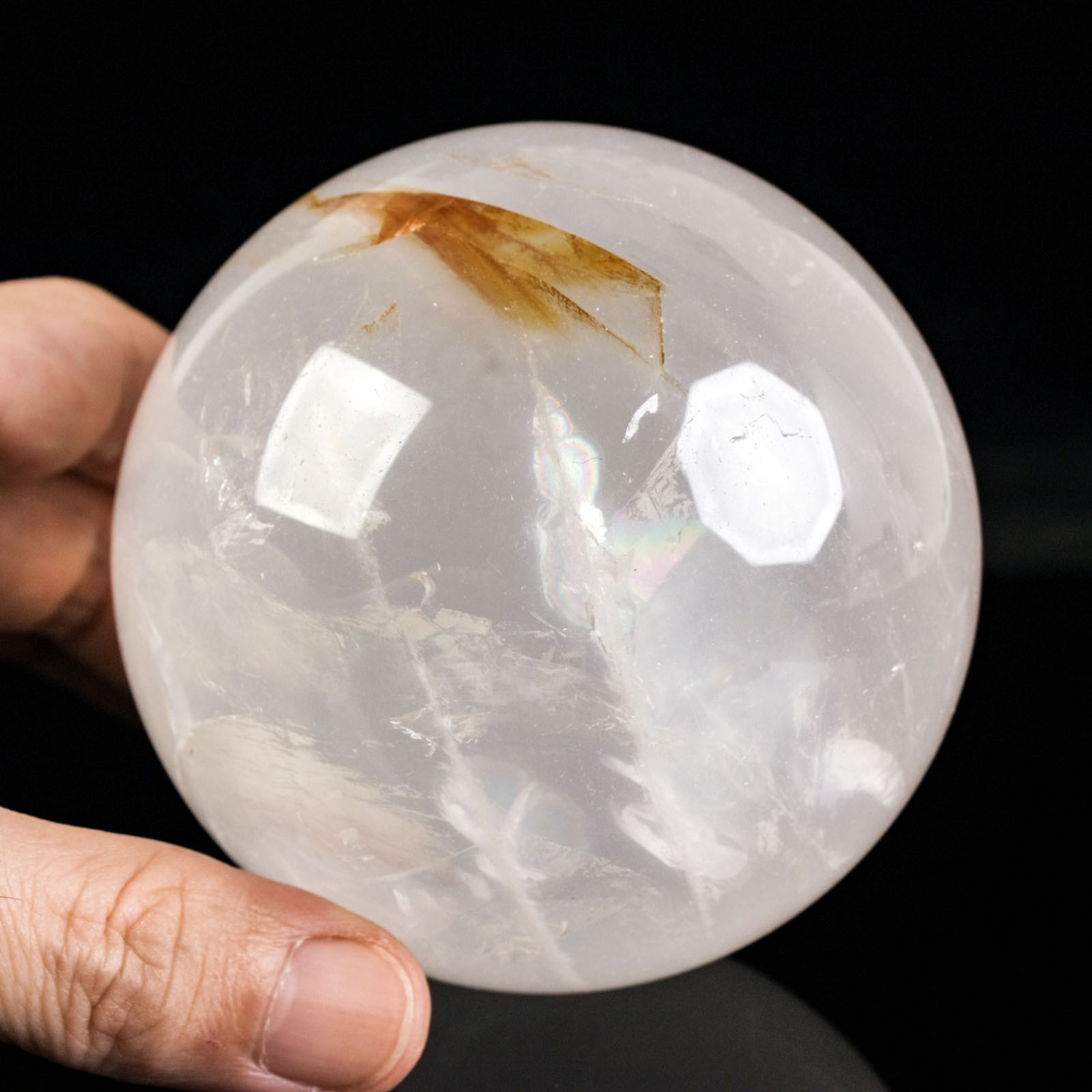 3.4″ 1.93LBS Fire Quartz Sphere Natural Hematoid Quartz Crystal Ball Specimen