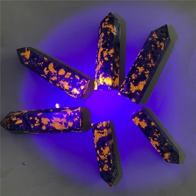 Yooperlite Tower UV-Reactive Reiki Stone Glow in the Dark Decor Gift Ignite