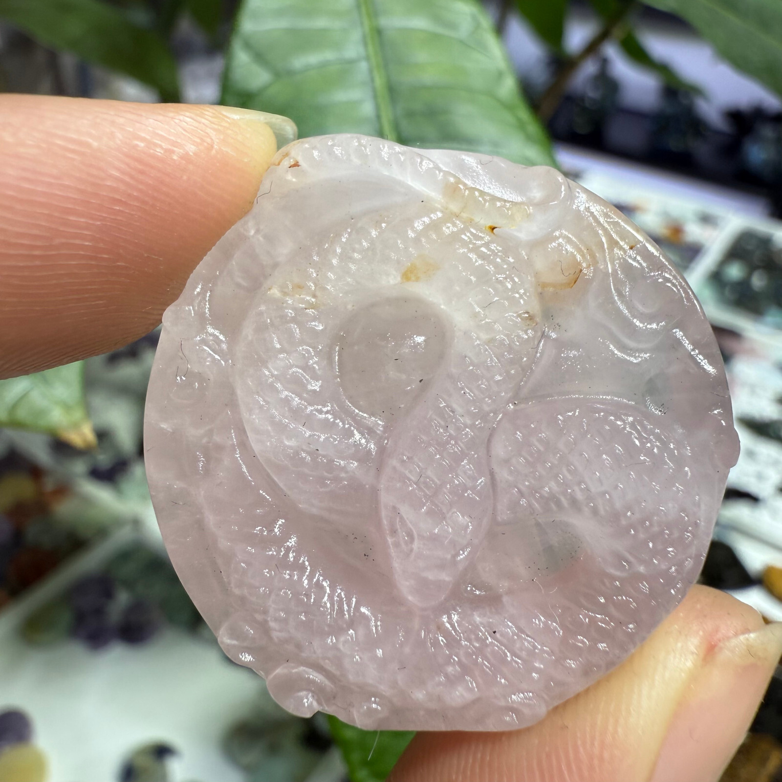 natural Powder crystal carved The snake quartz crystal Reiki Heal 1PC