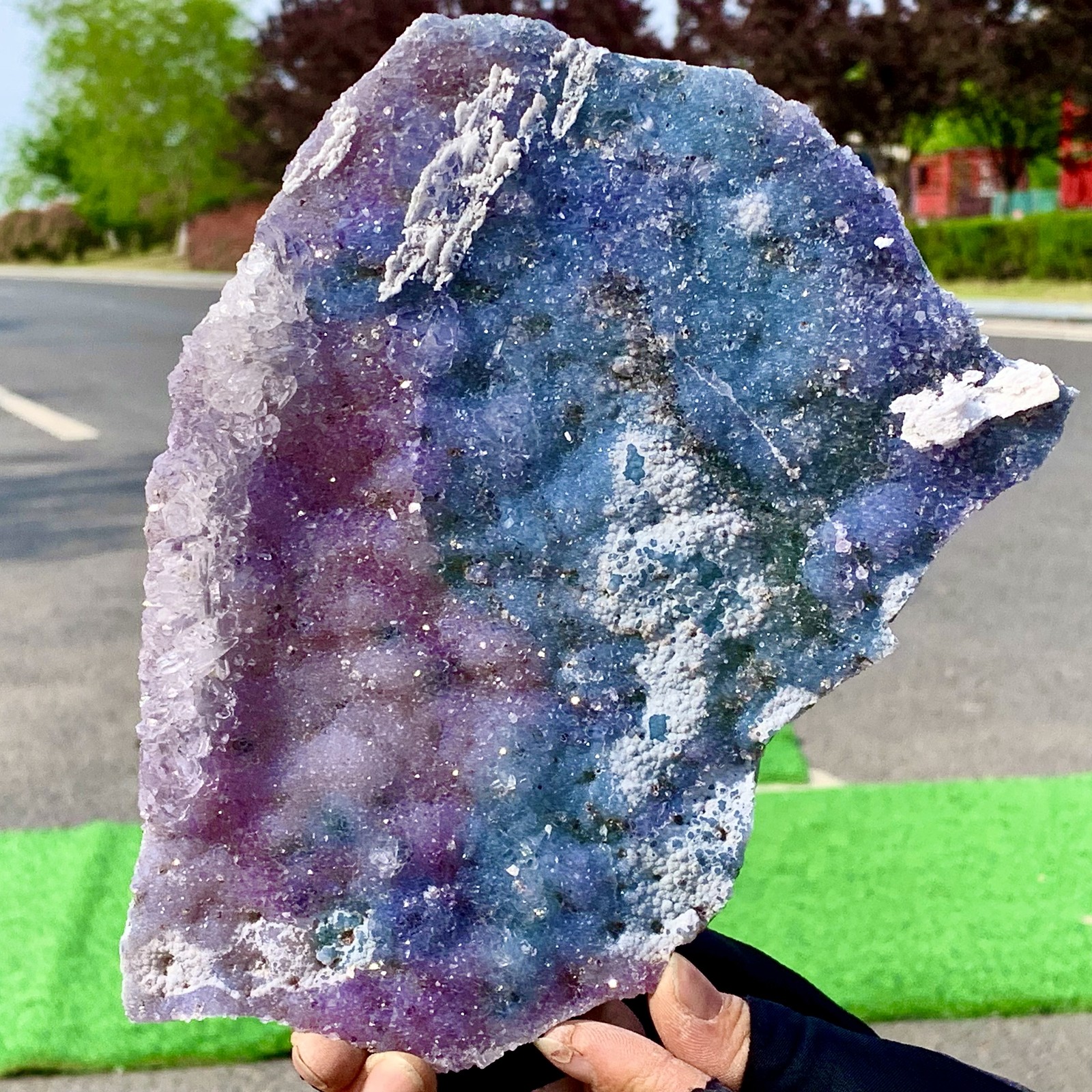 316G Natural Vision Amethyst quartz cluster crystal druzy mineral specimen