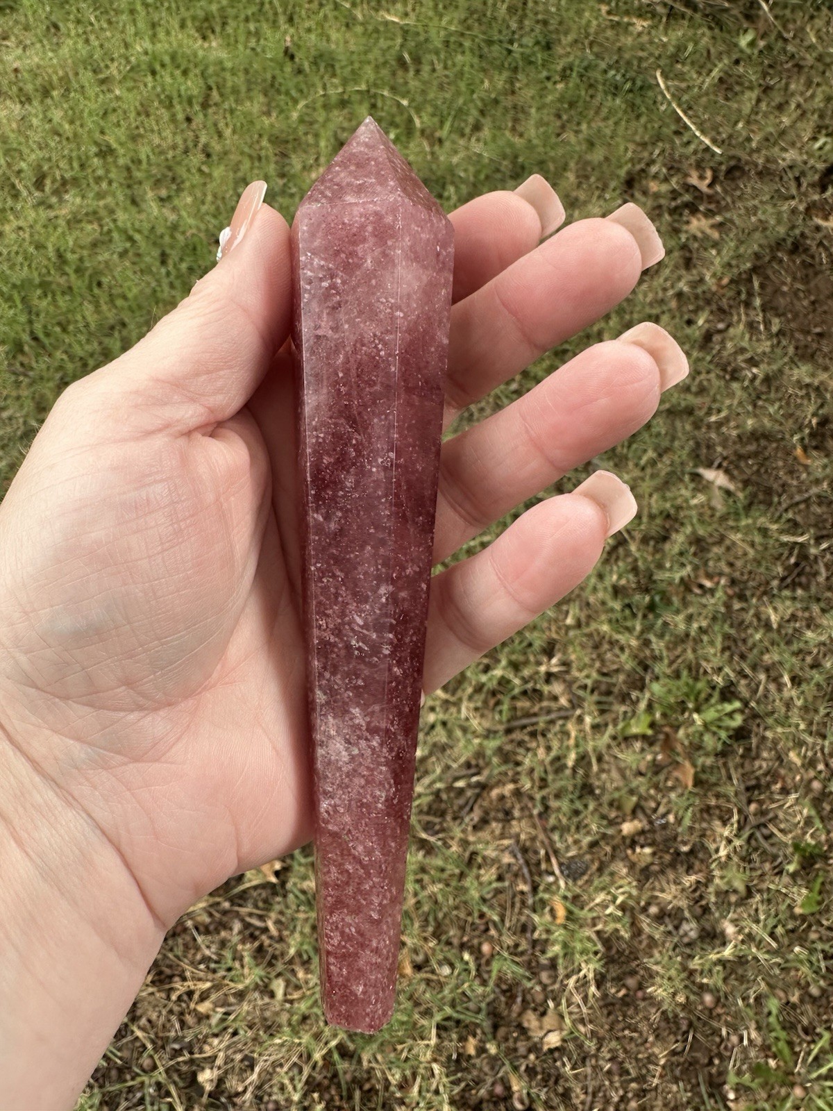 Natural Strawberry Quartz Wand Deep Red Crystal Point Healing Stone